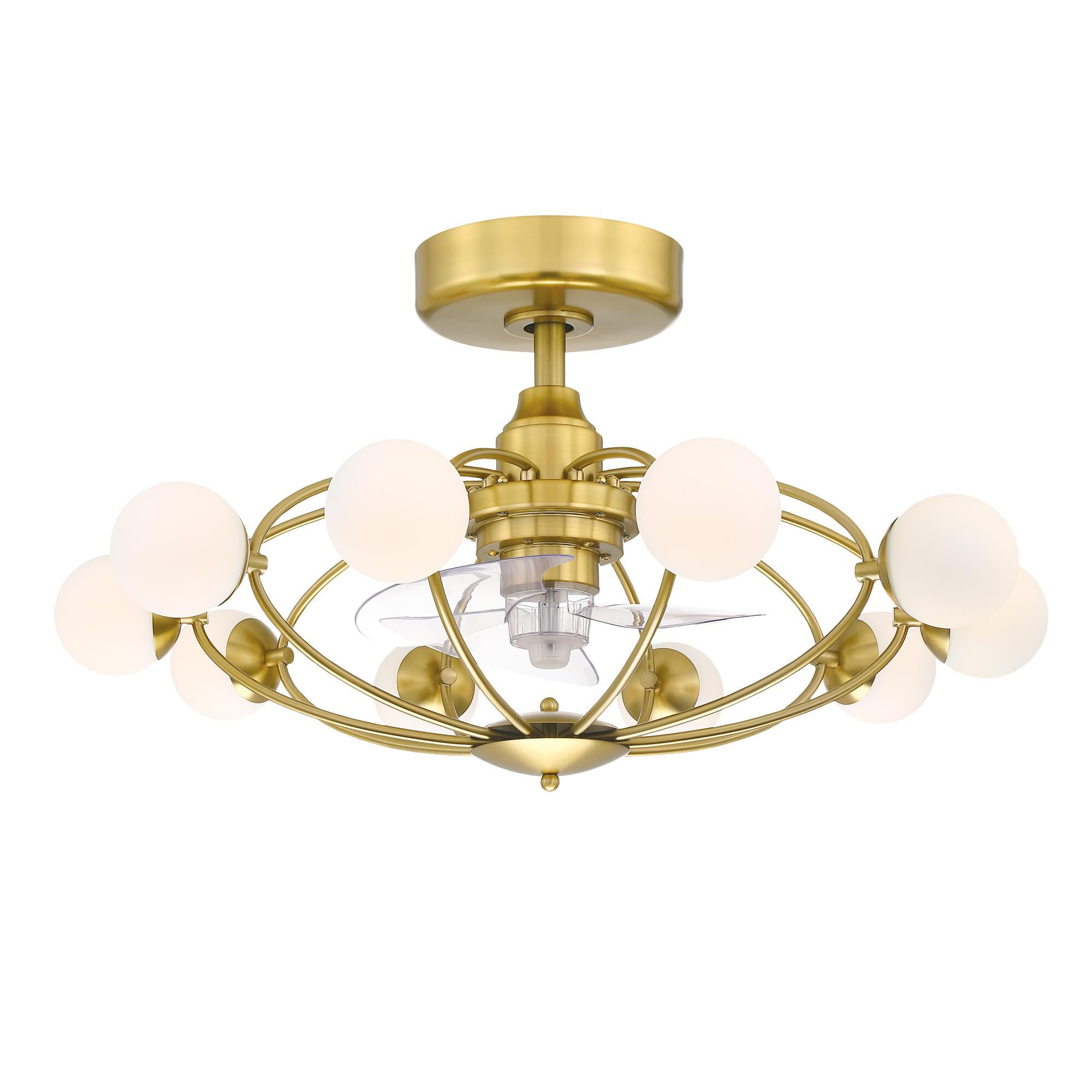 Shown in Brushed Satin Brass finish and Opal Frosted glass