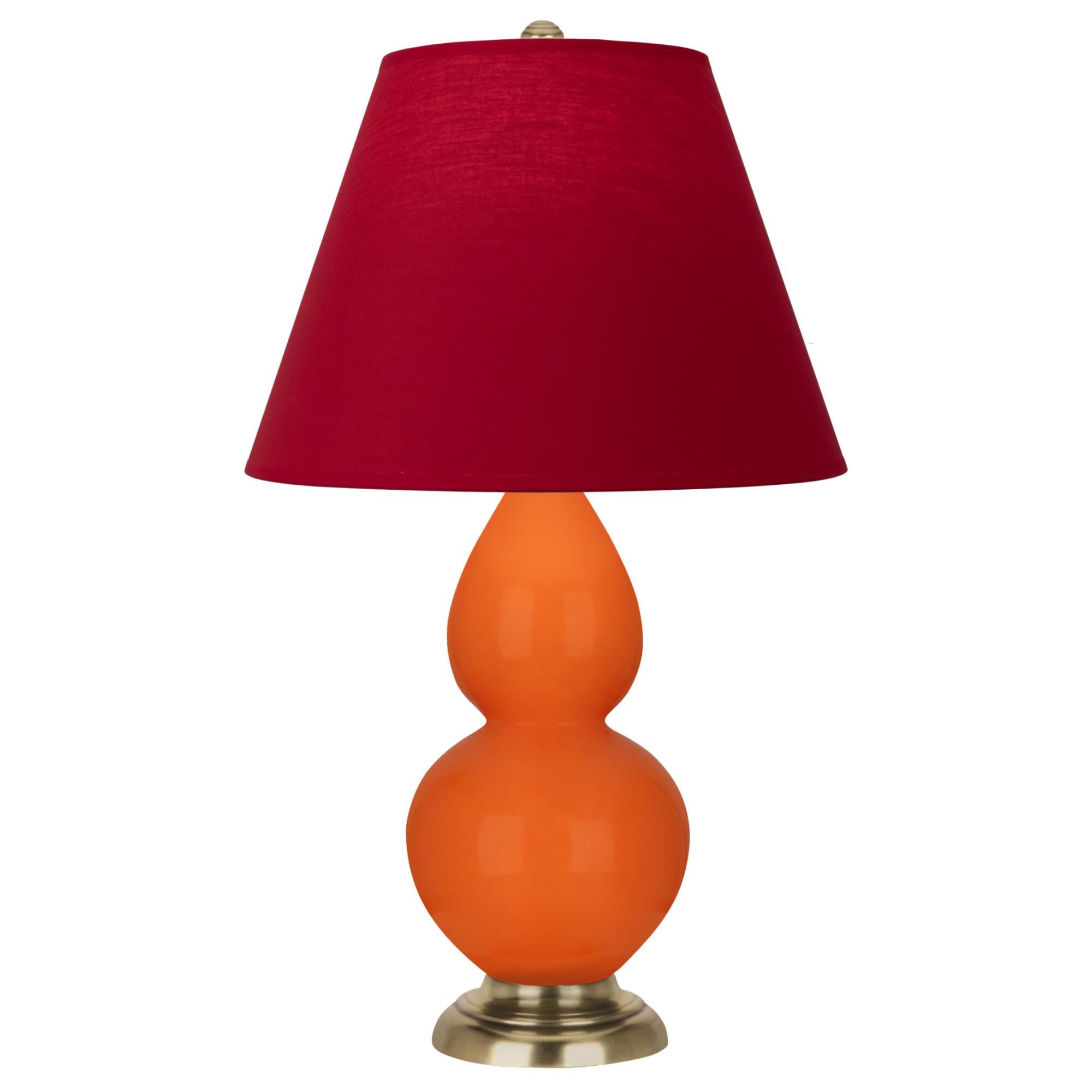 Shown in Pumpkin finish and Rose Red with Ink Black Lining shade and Antique Natural Brass accent