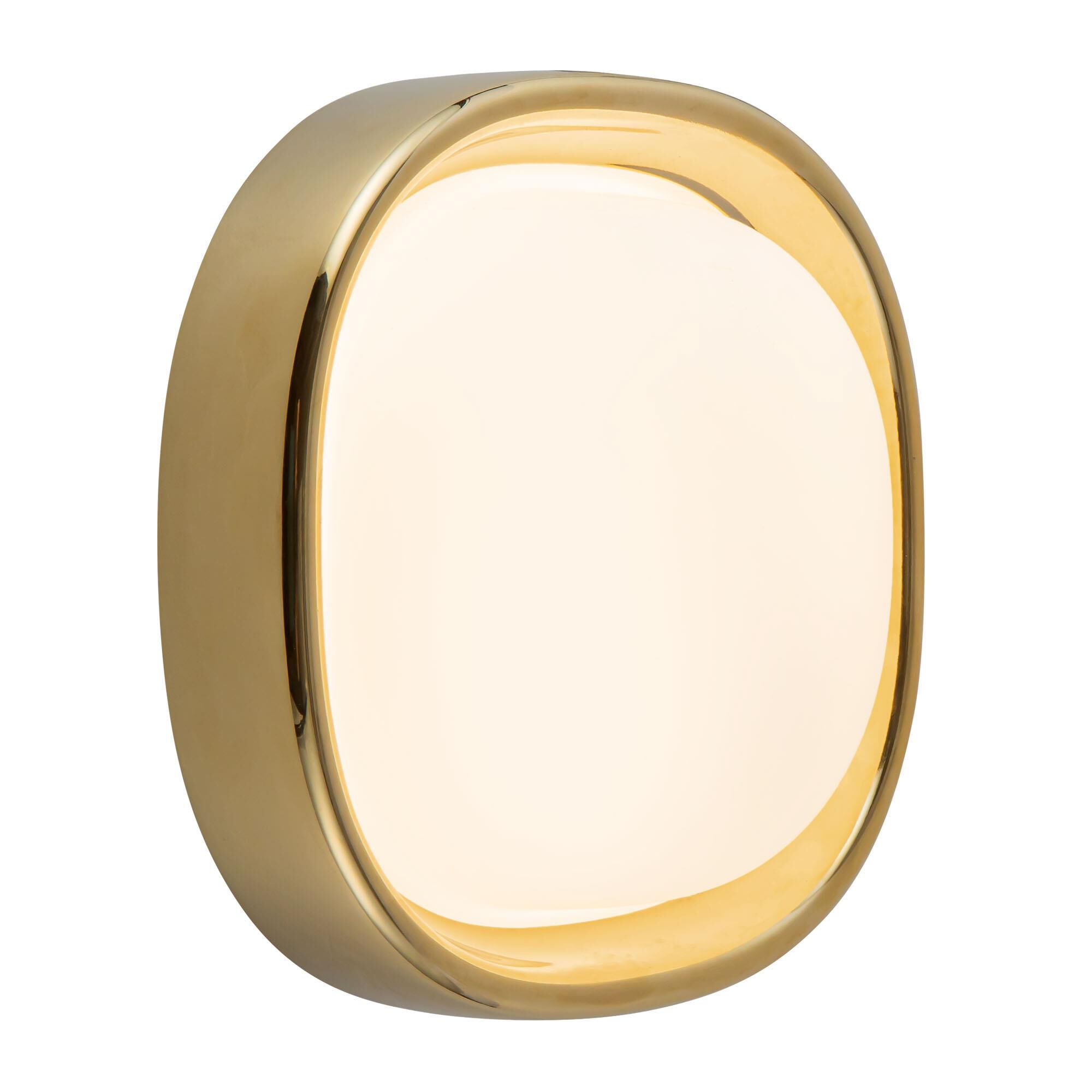 Shown in Metallic Brass finish and Matte Opal glass