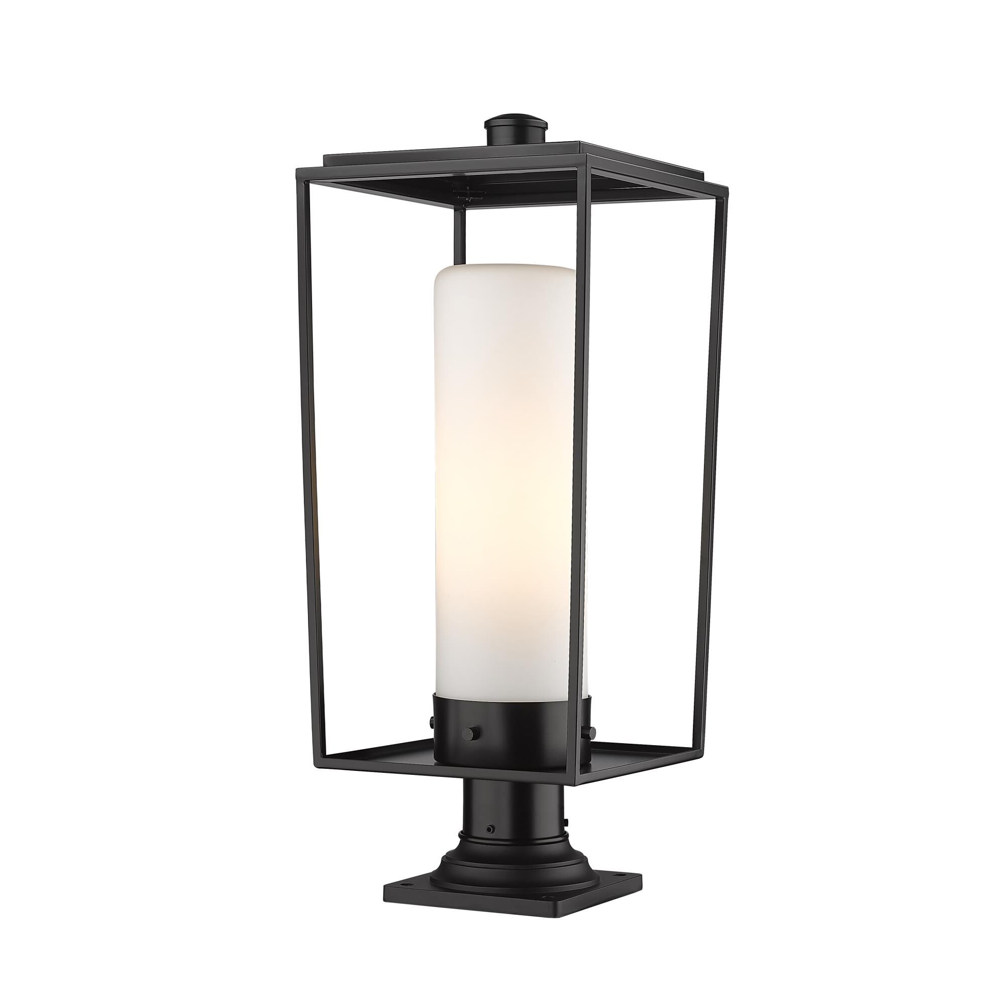 Shown in Black finish and Glass shade