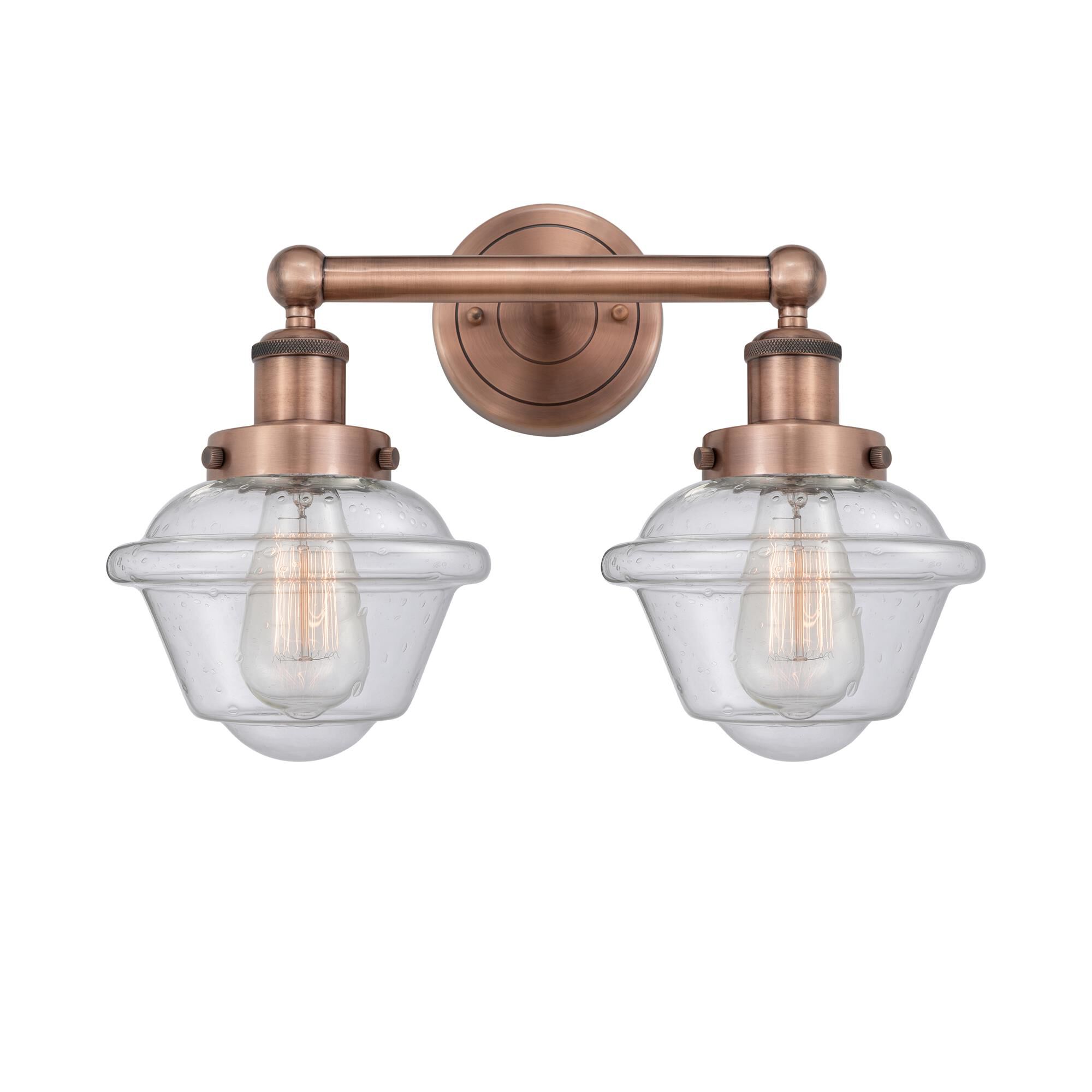 Shown in Antique Copper finish and Seedy glass