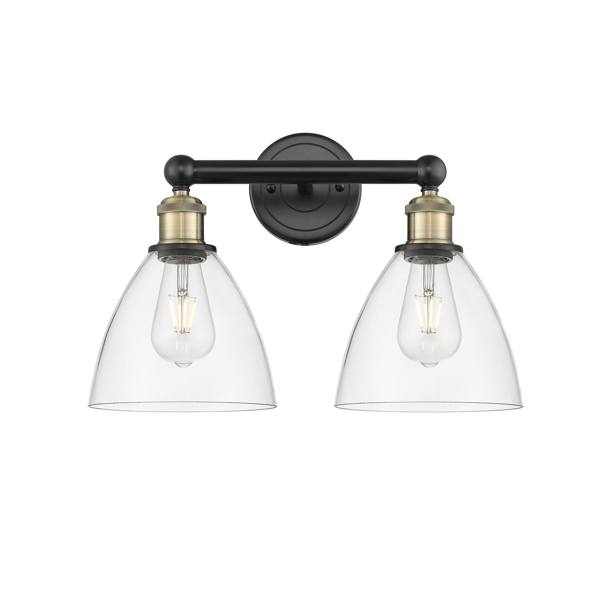 Shown in Black Antique Brass finish and Clear glass