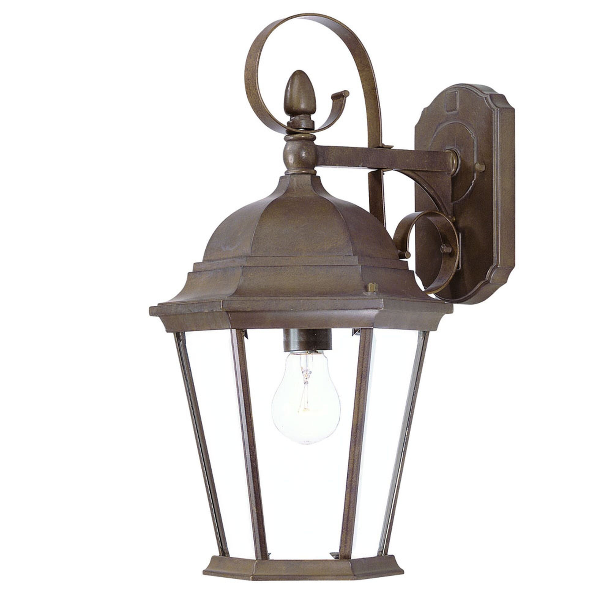 Shown in Burled Walnut finish and Clear glass and Clear Beveled Glass Panes shade