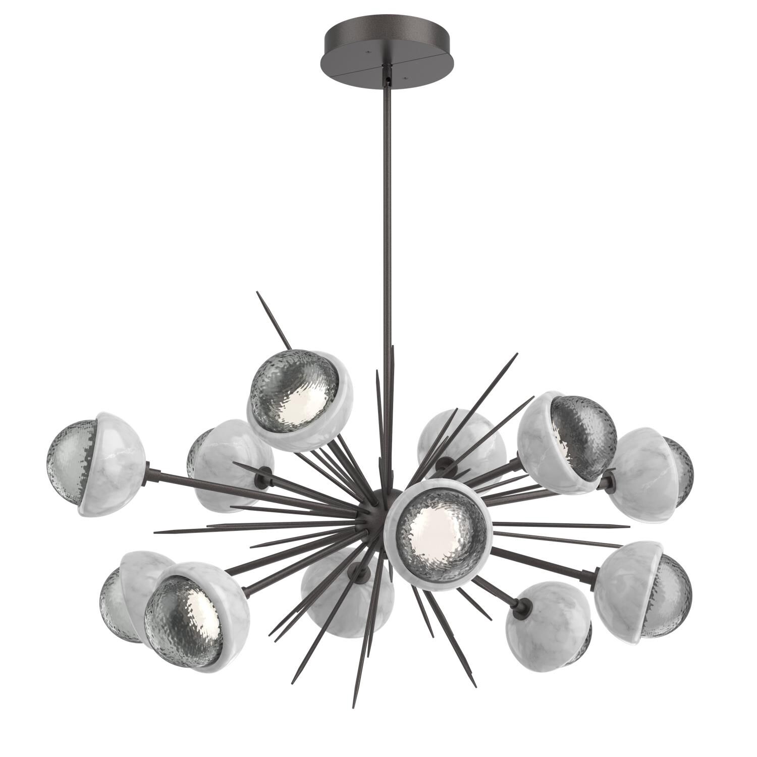 Shown in Graphite finish and Smoke glass and White Marble accent