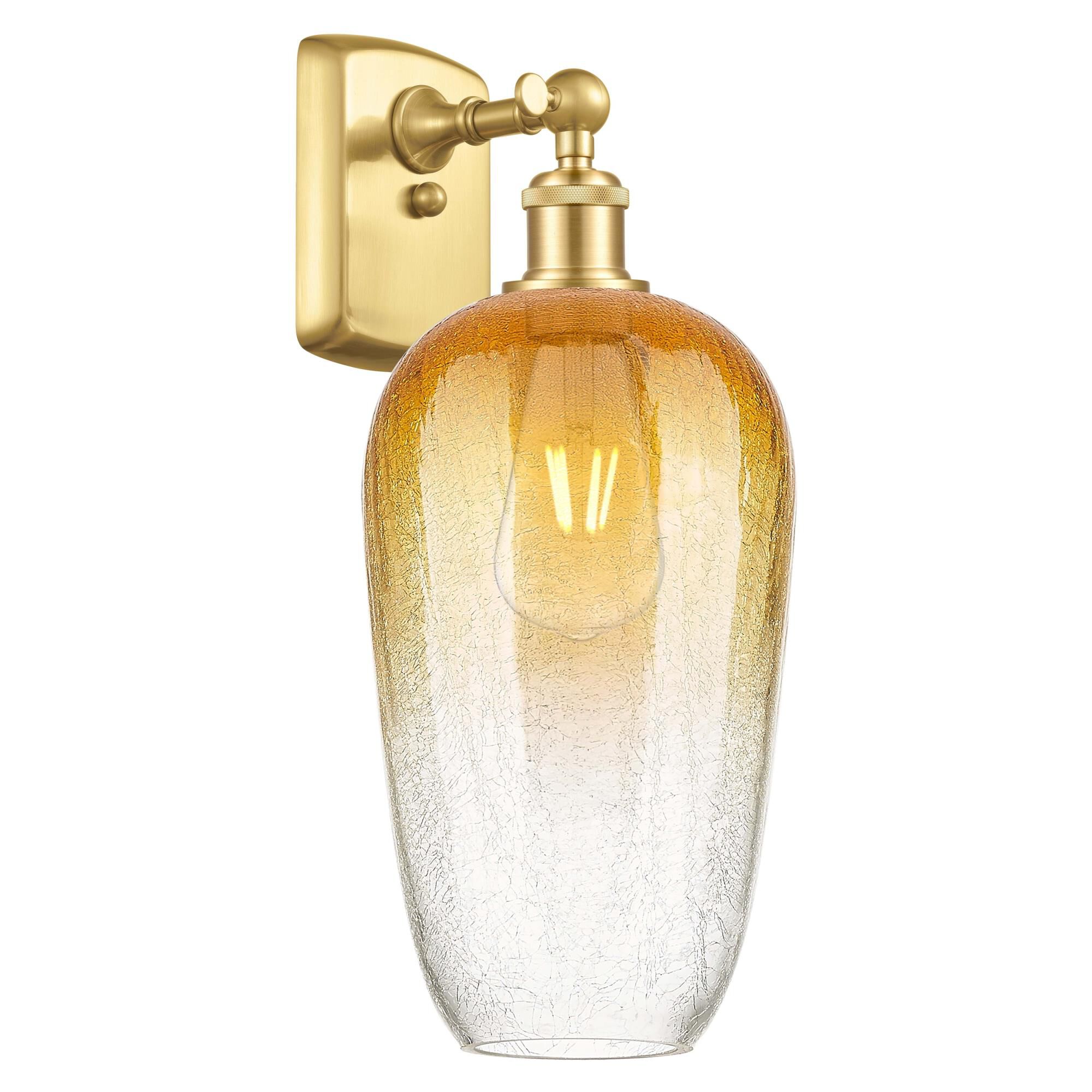 Shown in Satin Gold finish and Amber glass