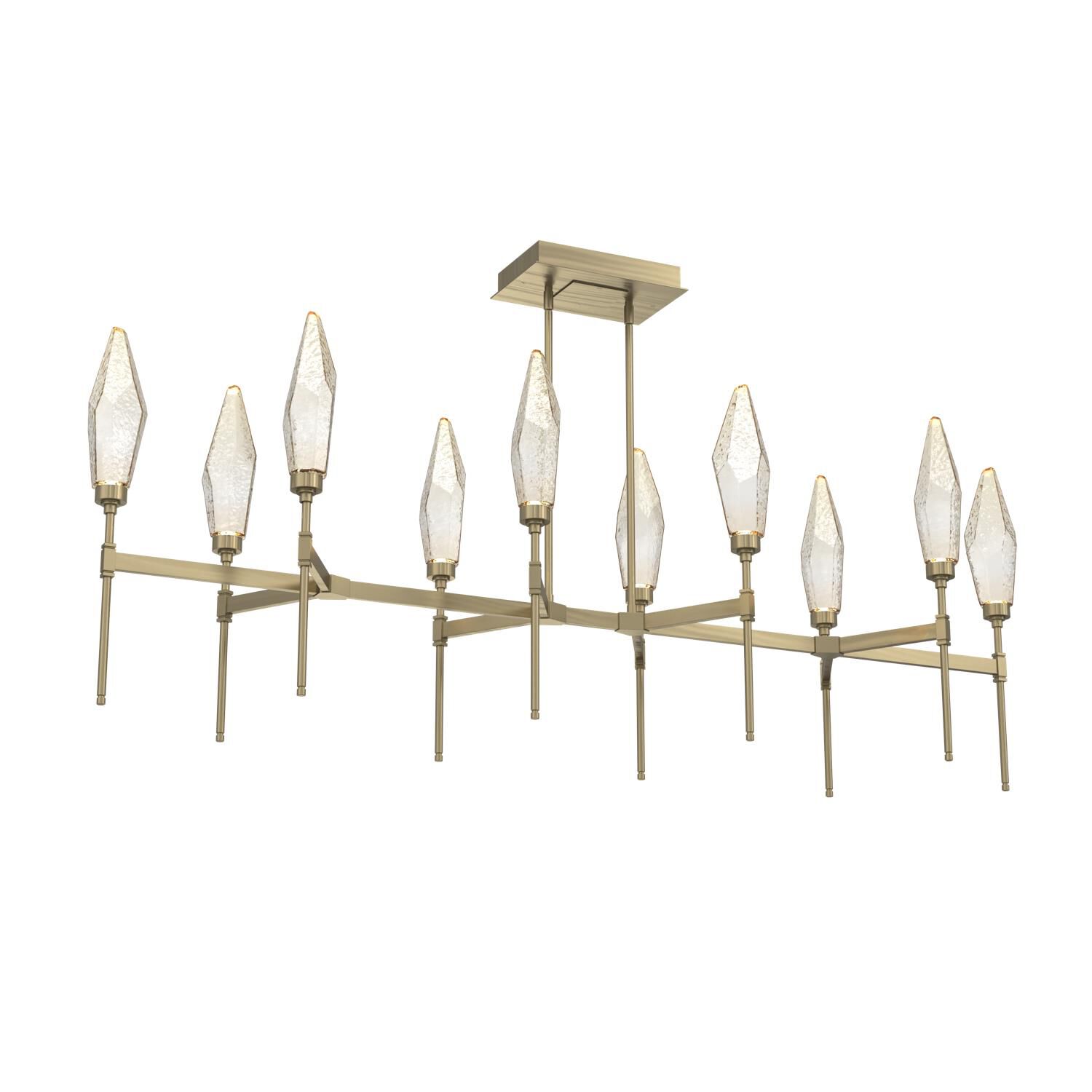 Shown in Novel Brass finish and Chilled Amber glass