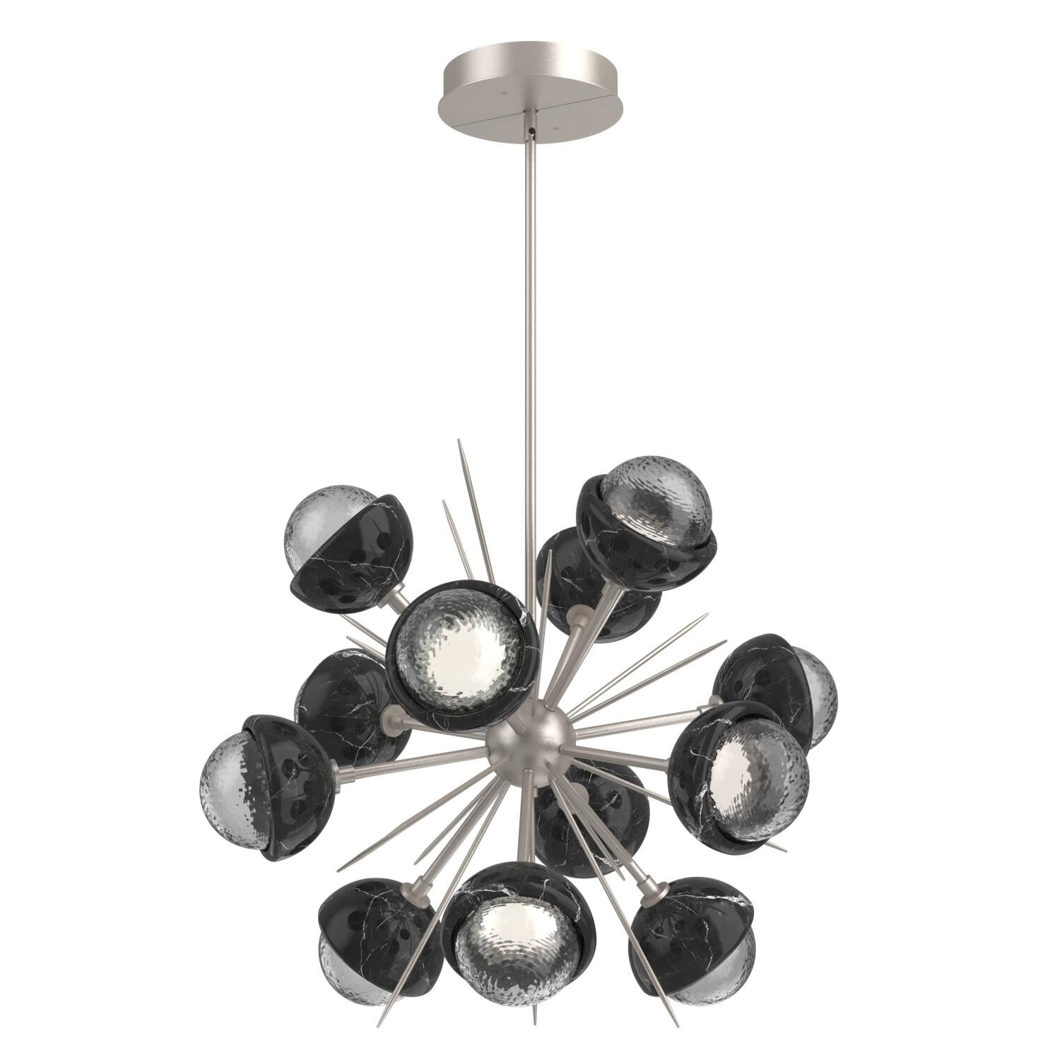 Shown in Beige Silver finish and Smoke glass and Black Marble accent