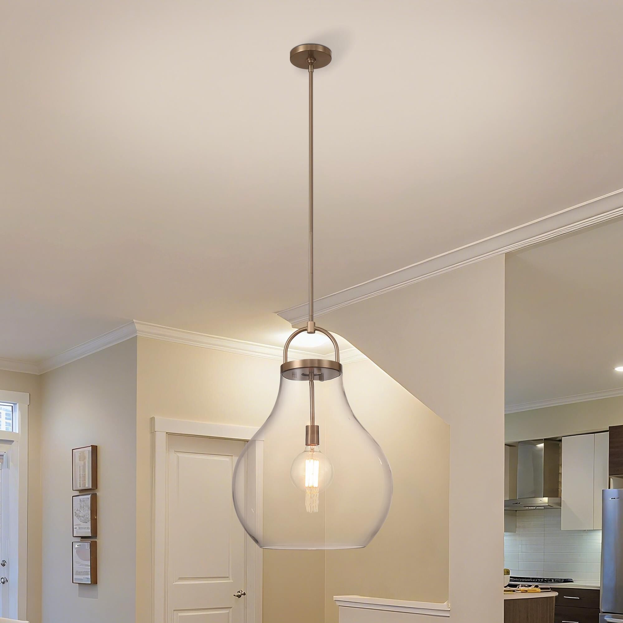 Shown in Champagne Gold finish and Clear glass