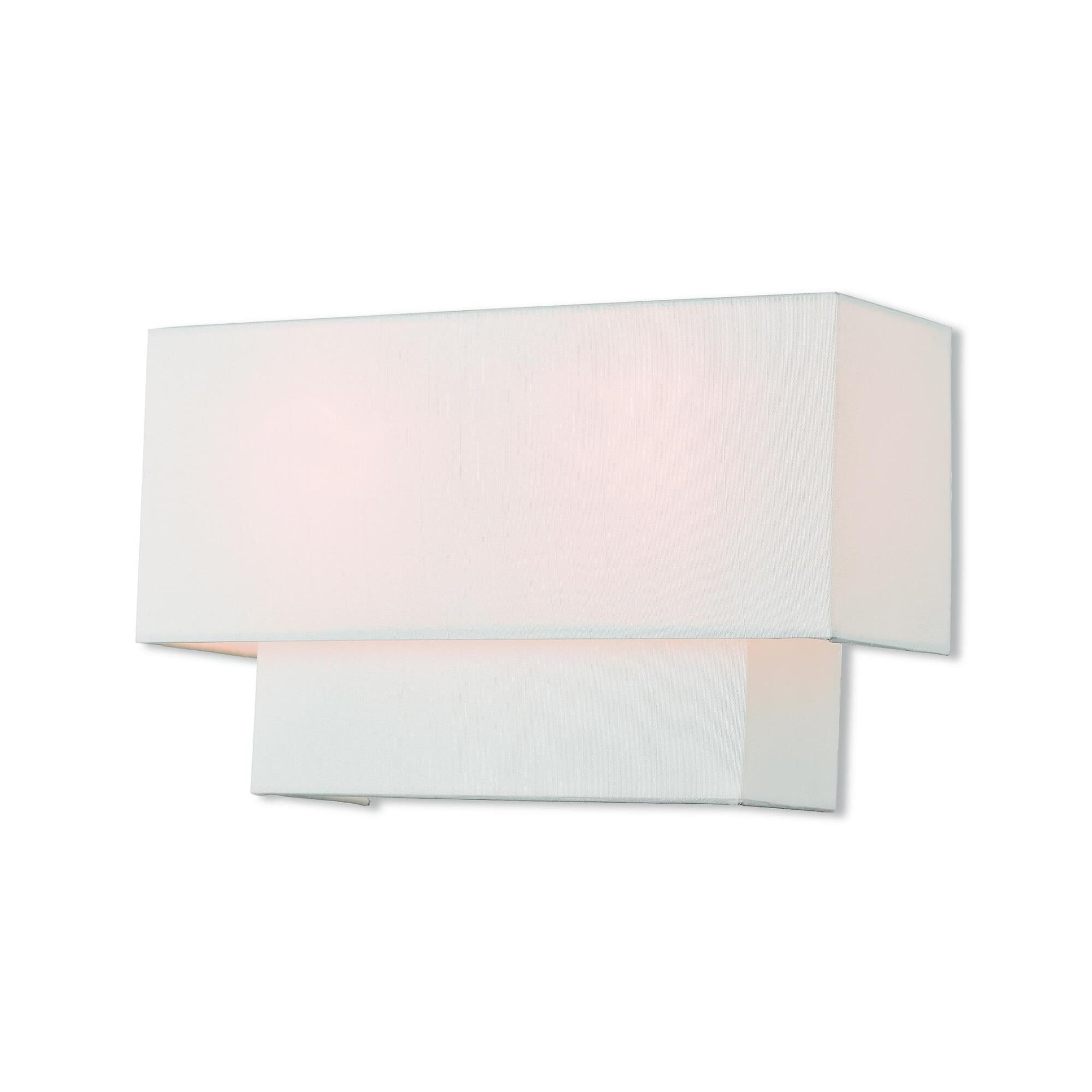 Shown in Brushed Nickel finish and Hand Crafted Off-White Fabric Outside & White Fabric Inside Hardback shade