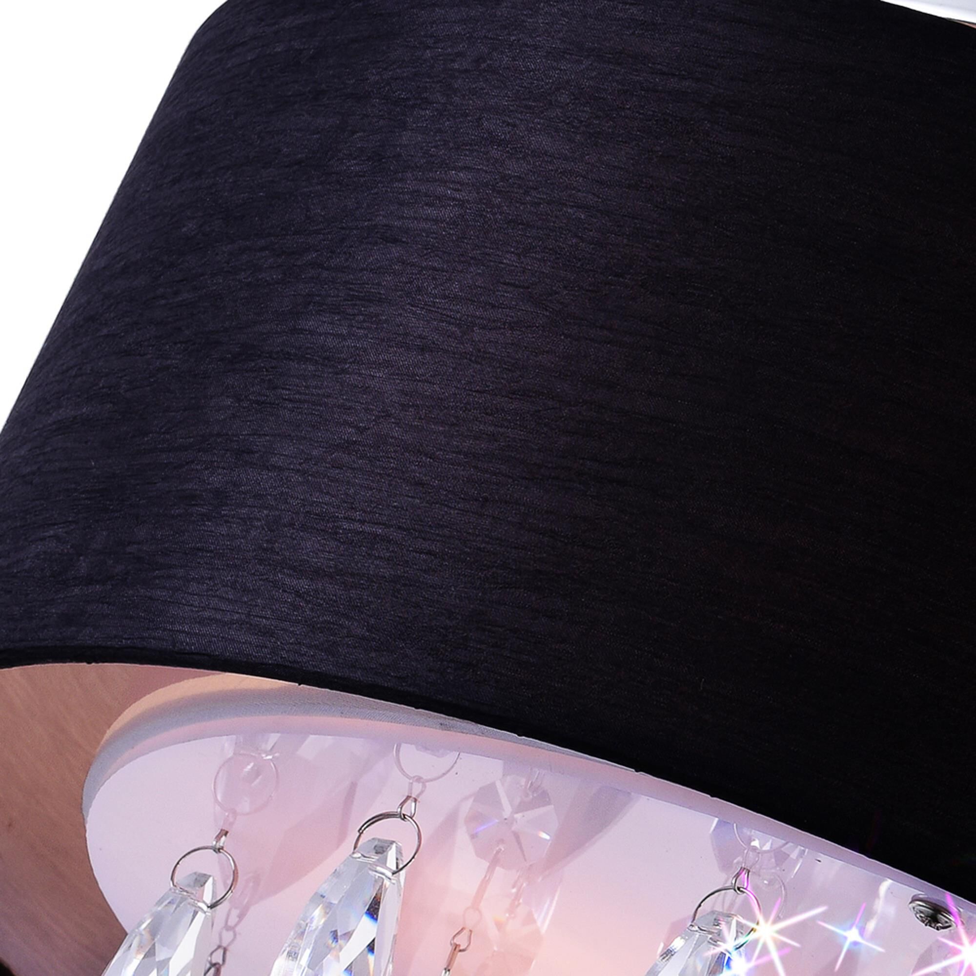 Shown in Chrome finish and K9 Clear crystal and Black shade