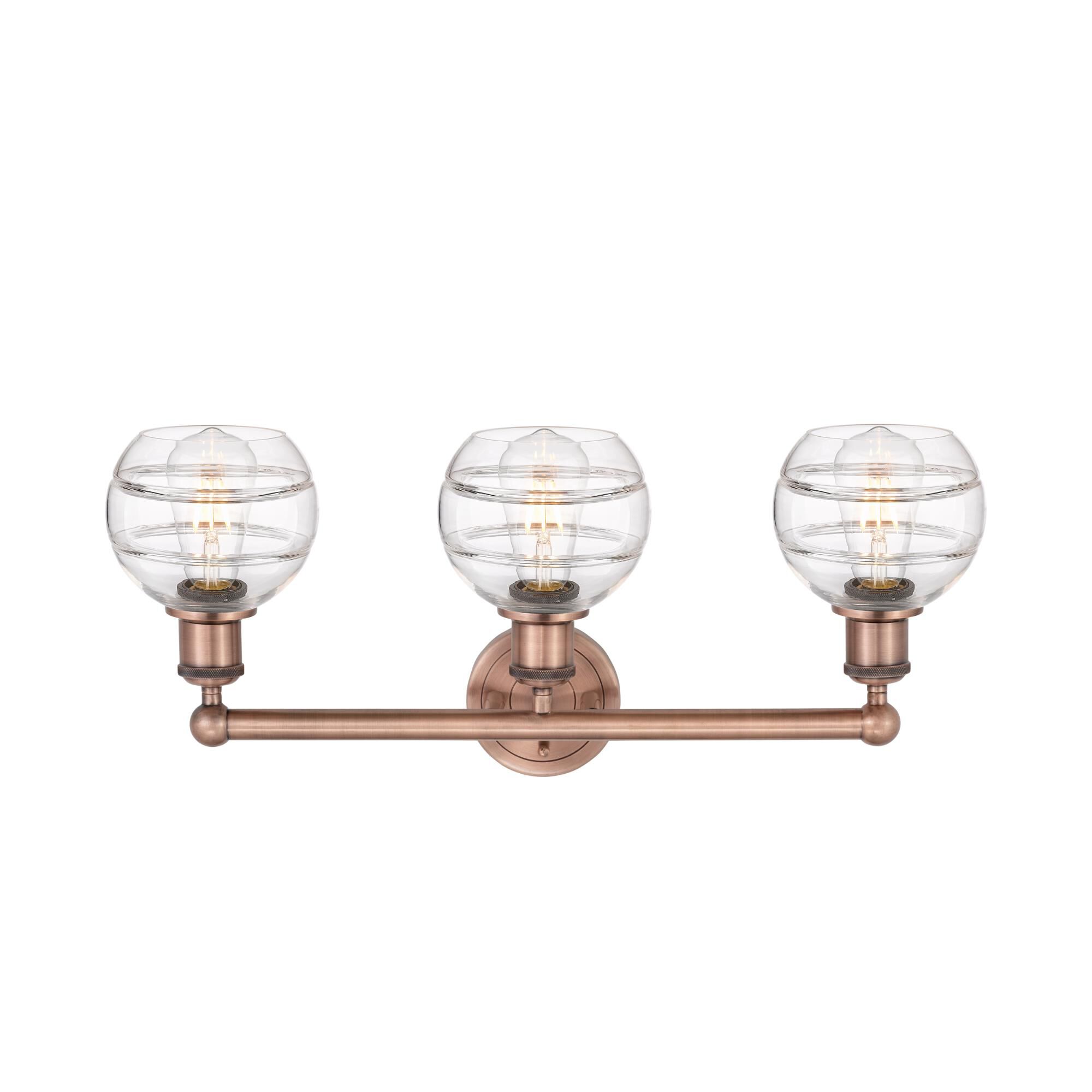 Shown in Antique Copper finish and Clear glass
