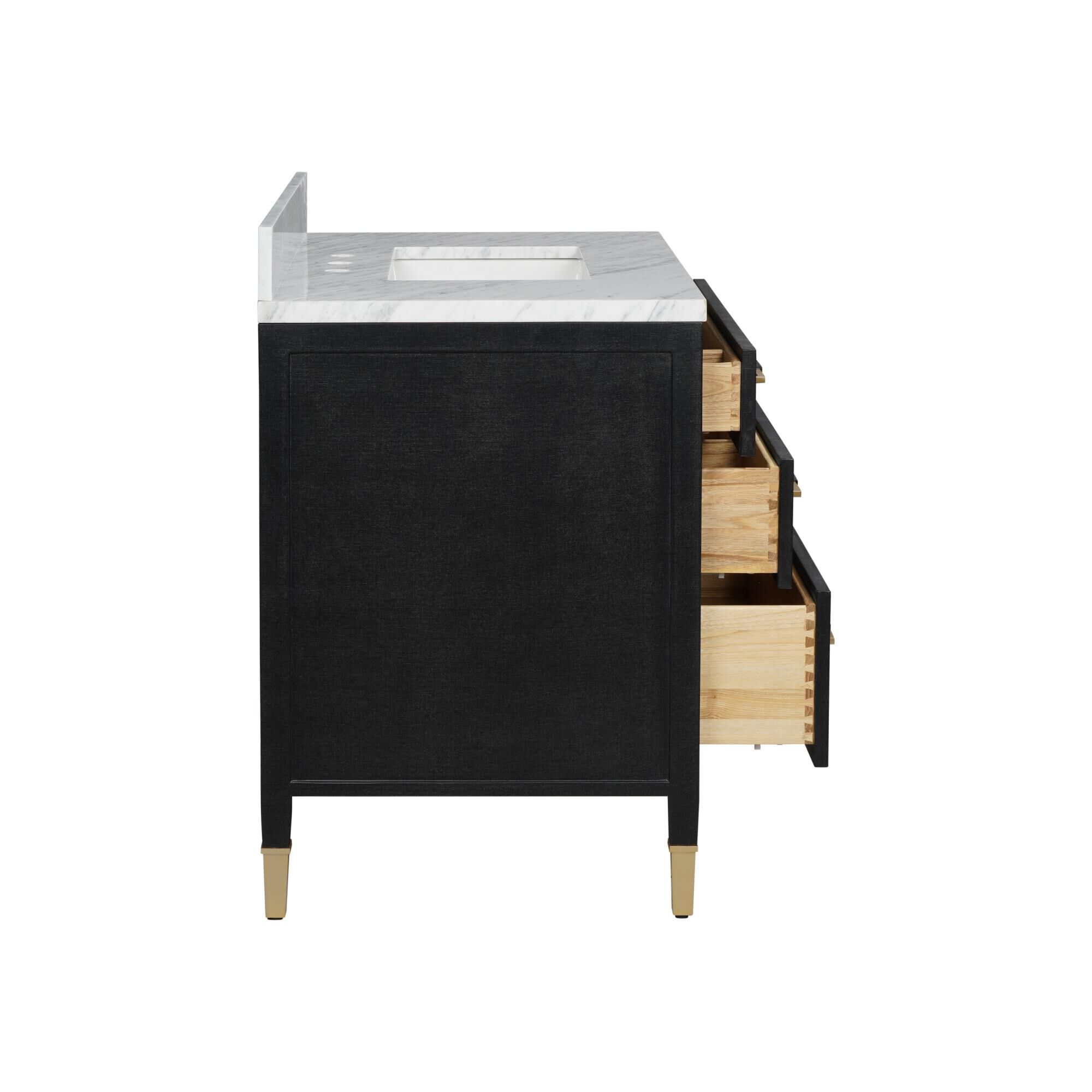 Shown in Black Lacquered Linen, Natural, White, Champagne finish