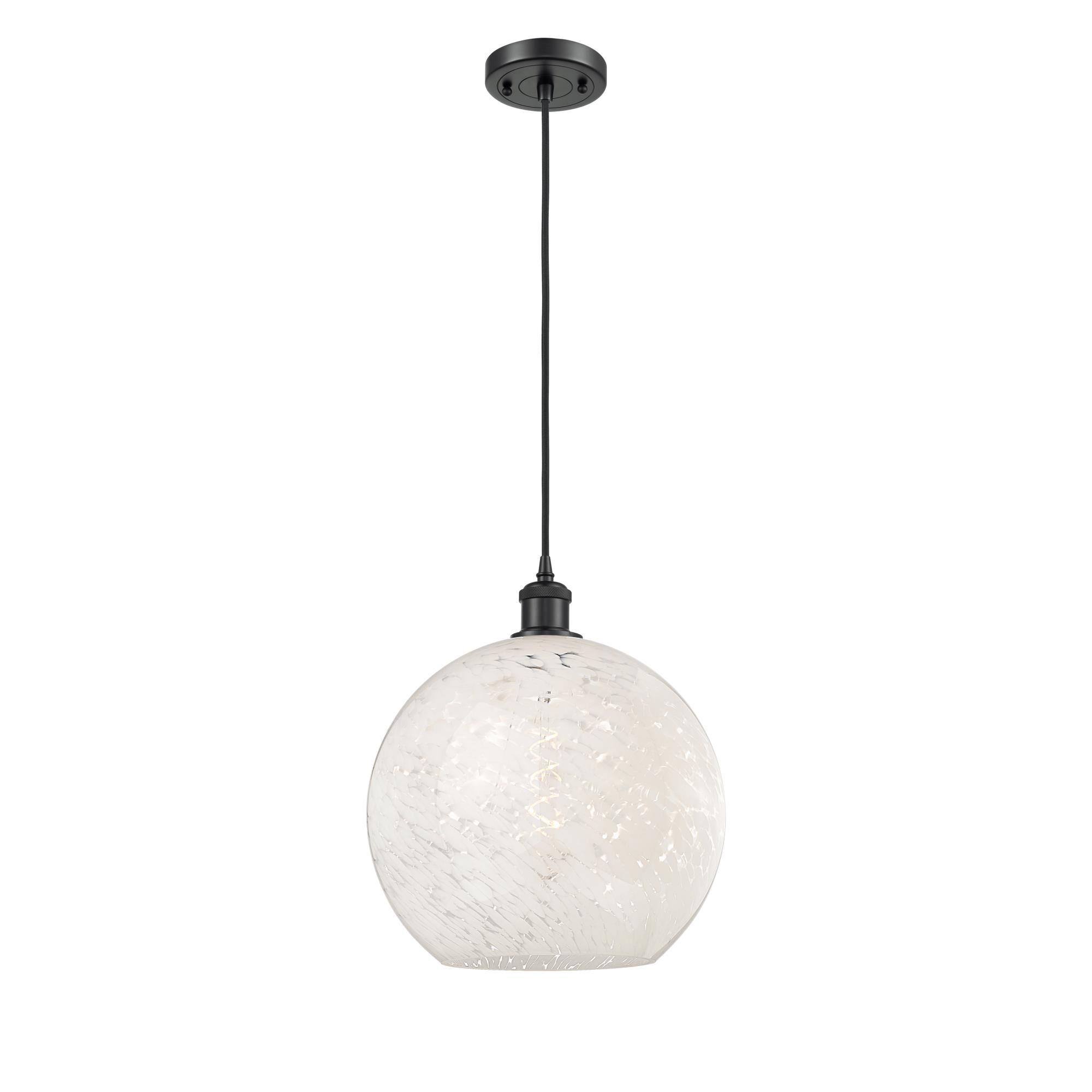 Shown in Matte Black finish and White Mouchette glass