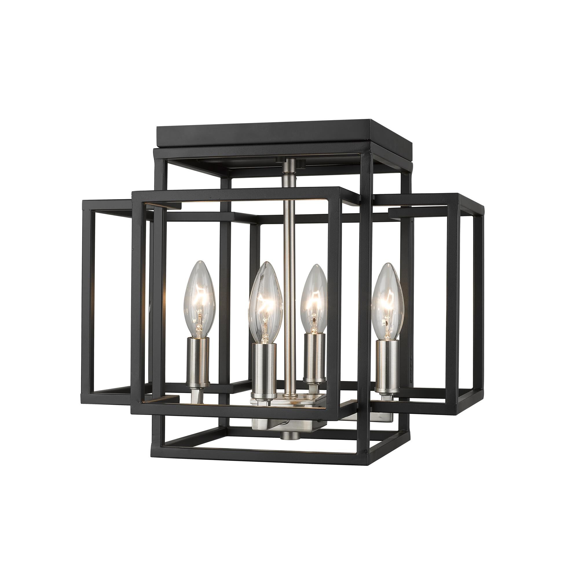 Shown in Black + Brushed Nickel finish and --- glass and --- shade