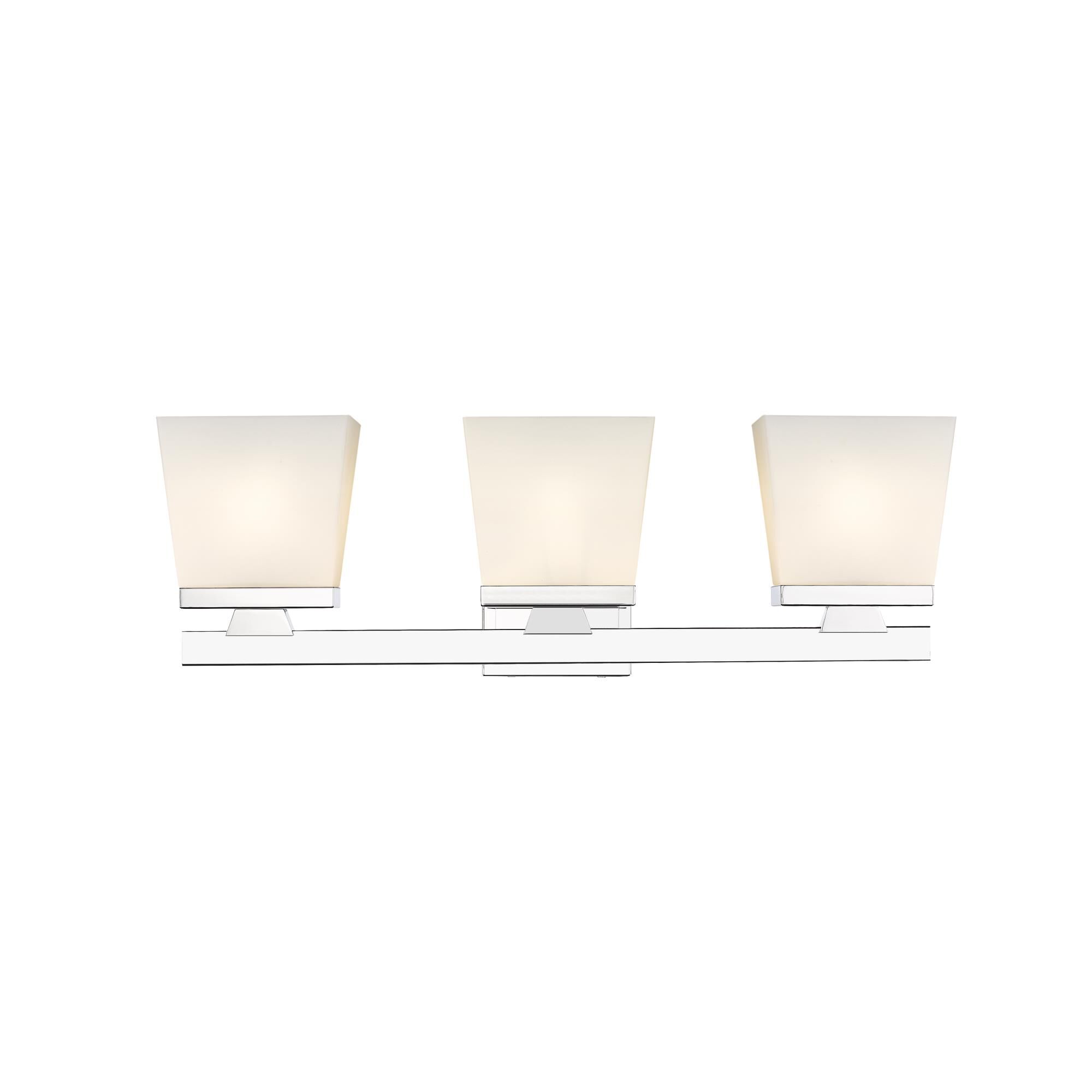 Shown in Chrome finish and Glass shade