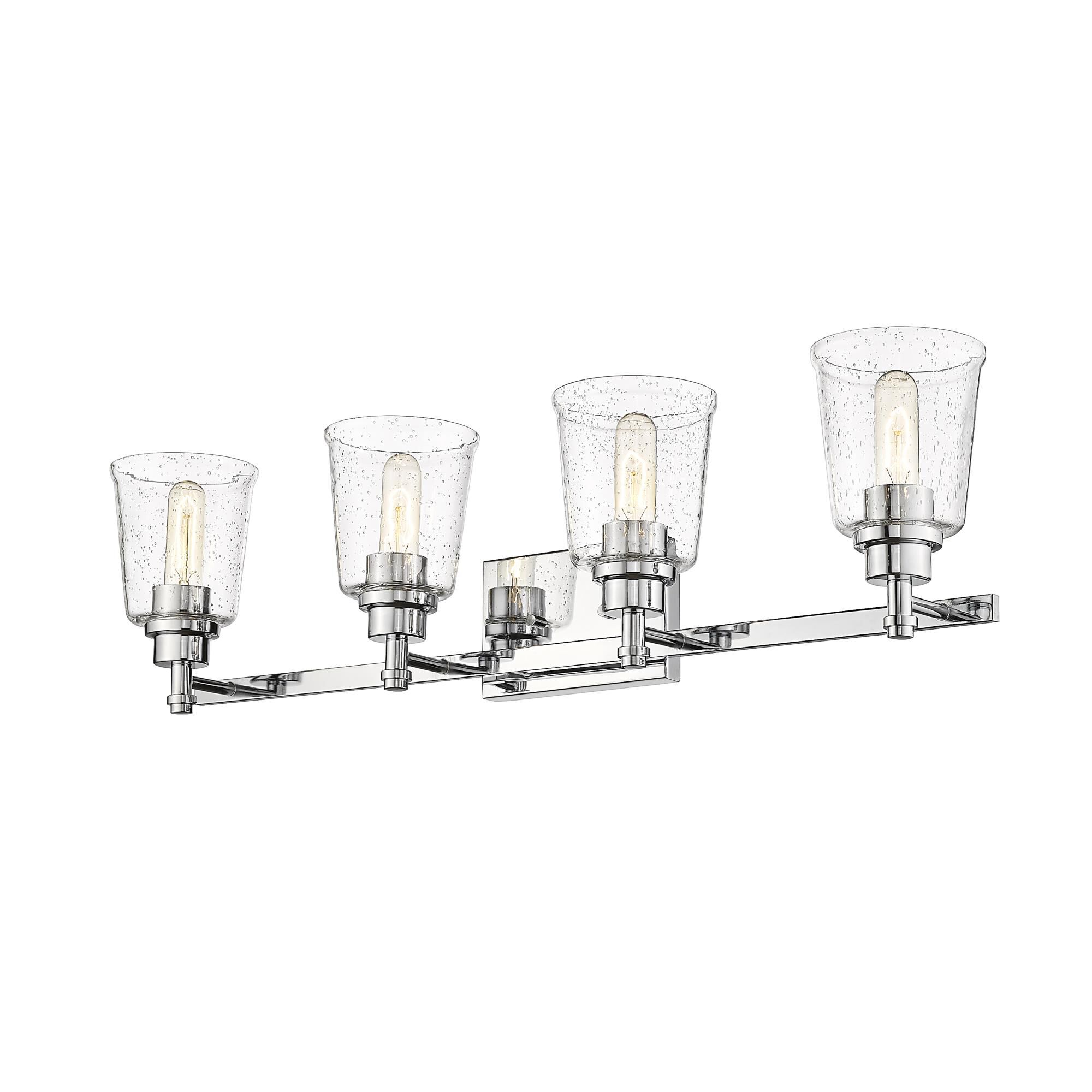 Shown in Chrome finish and Glass shade