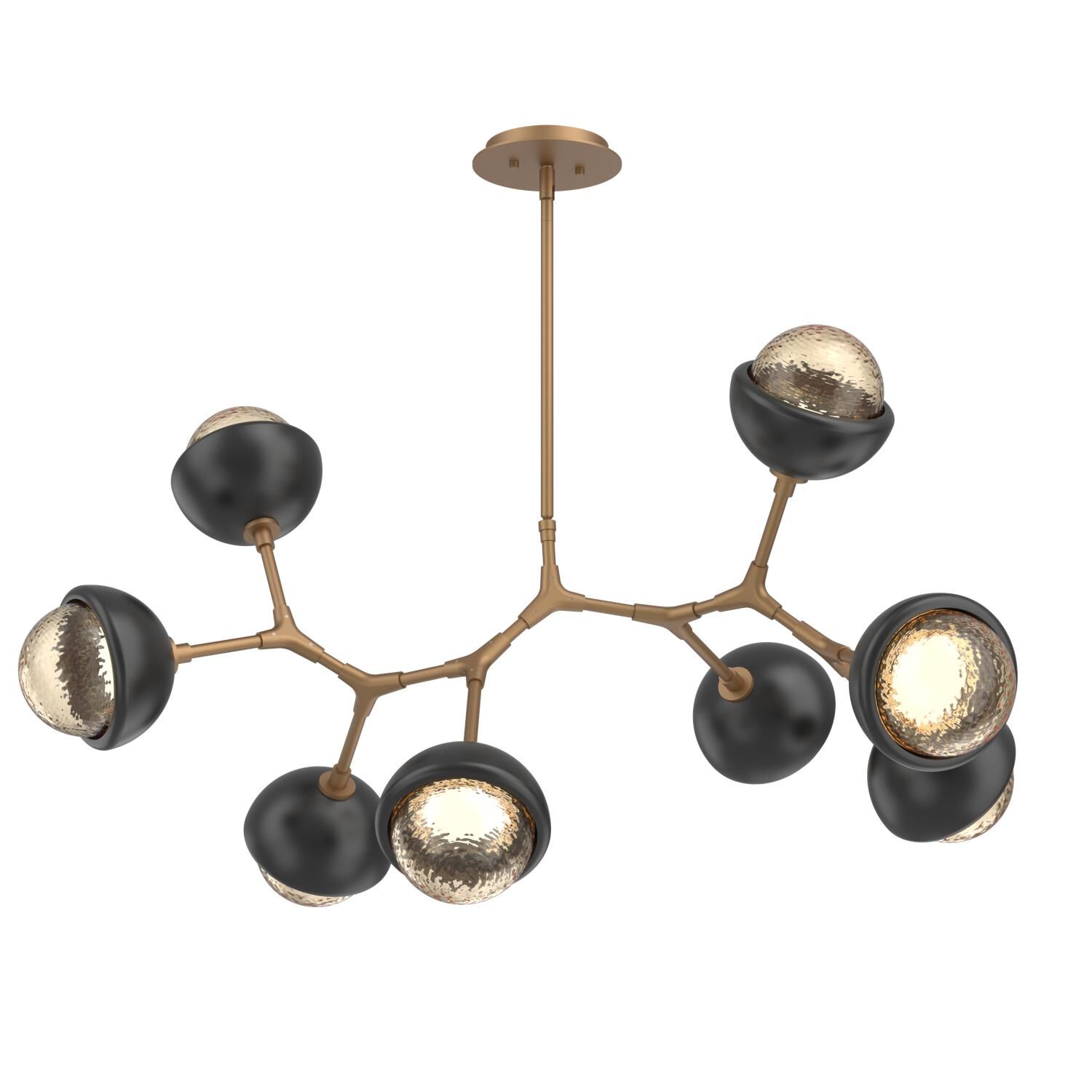 Shown in Novel Brass finish and Amber glass and Matte Black accent