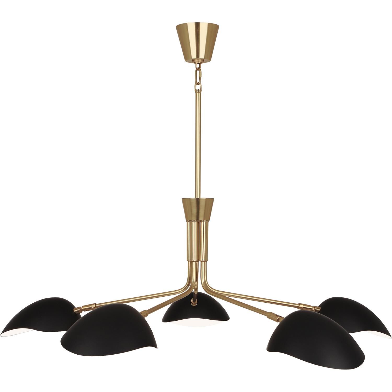 Shown in Modern Brass  With Matte Black Adjustable Shades finish and Matte Black Adjustables shade
