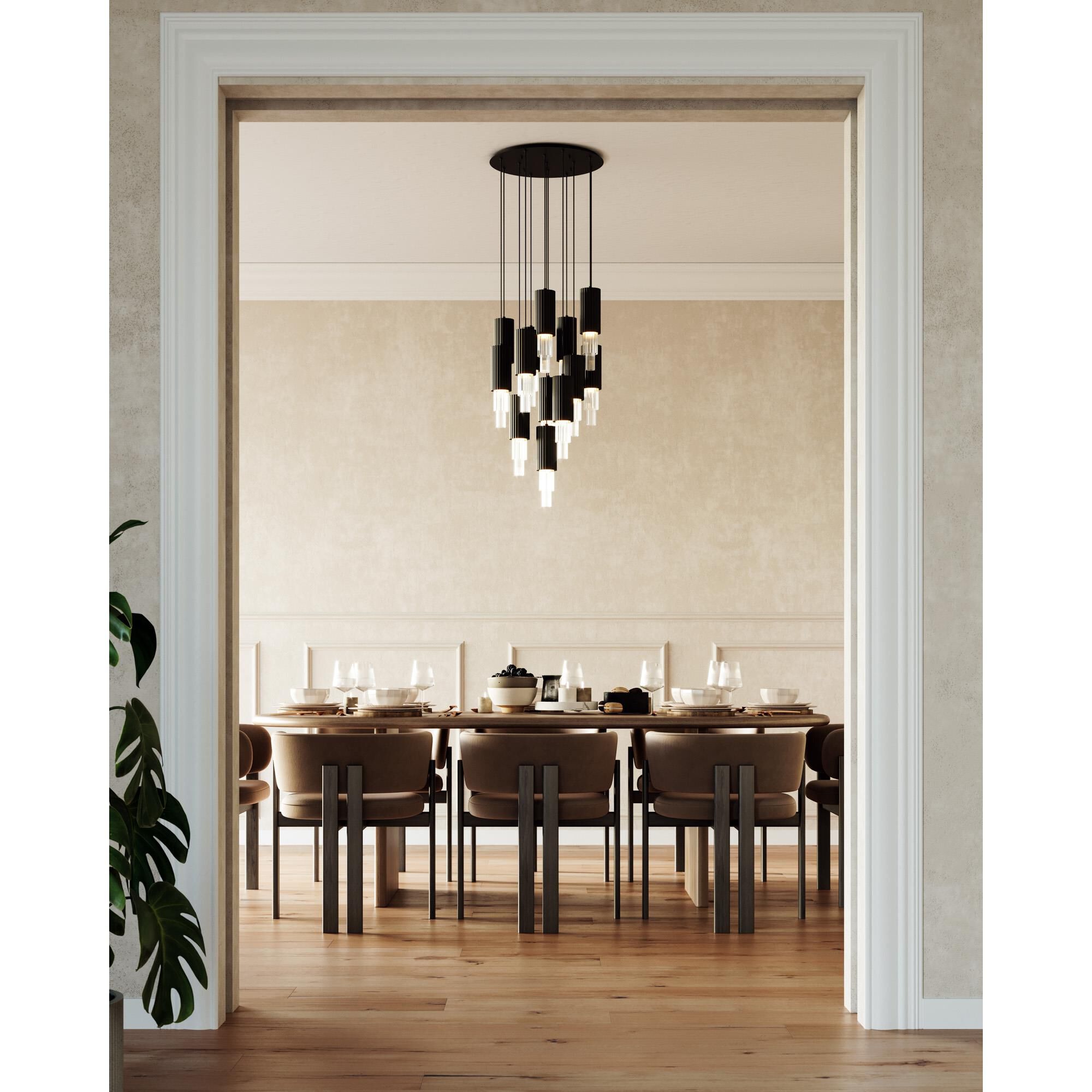 Shown in Matte Black finish and Clear Ribbed glass