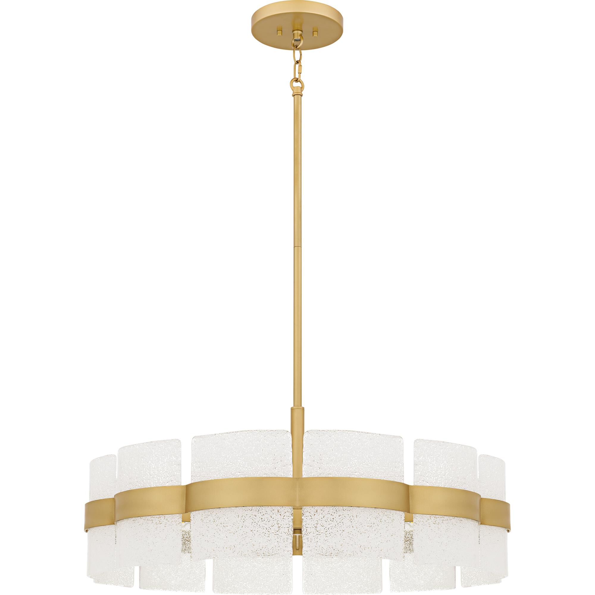 Shown in Soft Gold finish and Clear Glass With White Glass Sand Inside shade