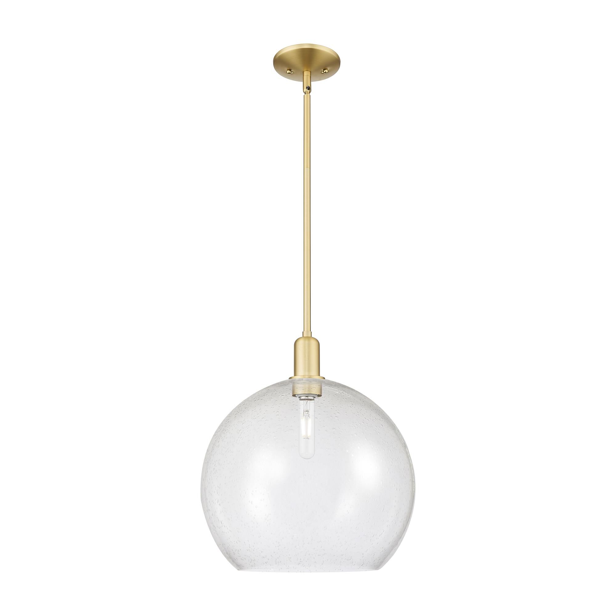 Shown in Satin Gold finish and Seedy glass