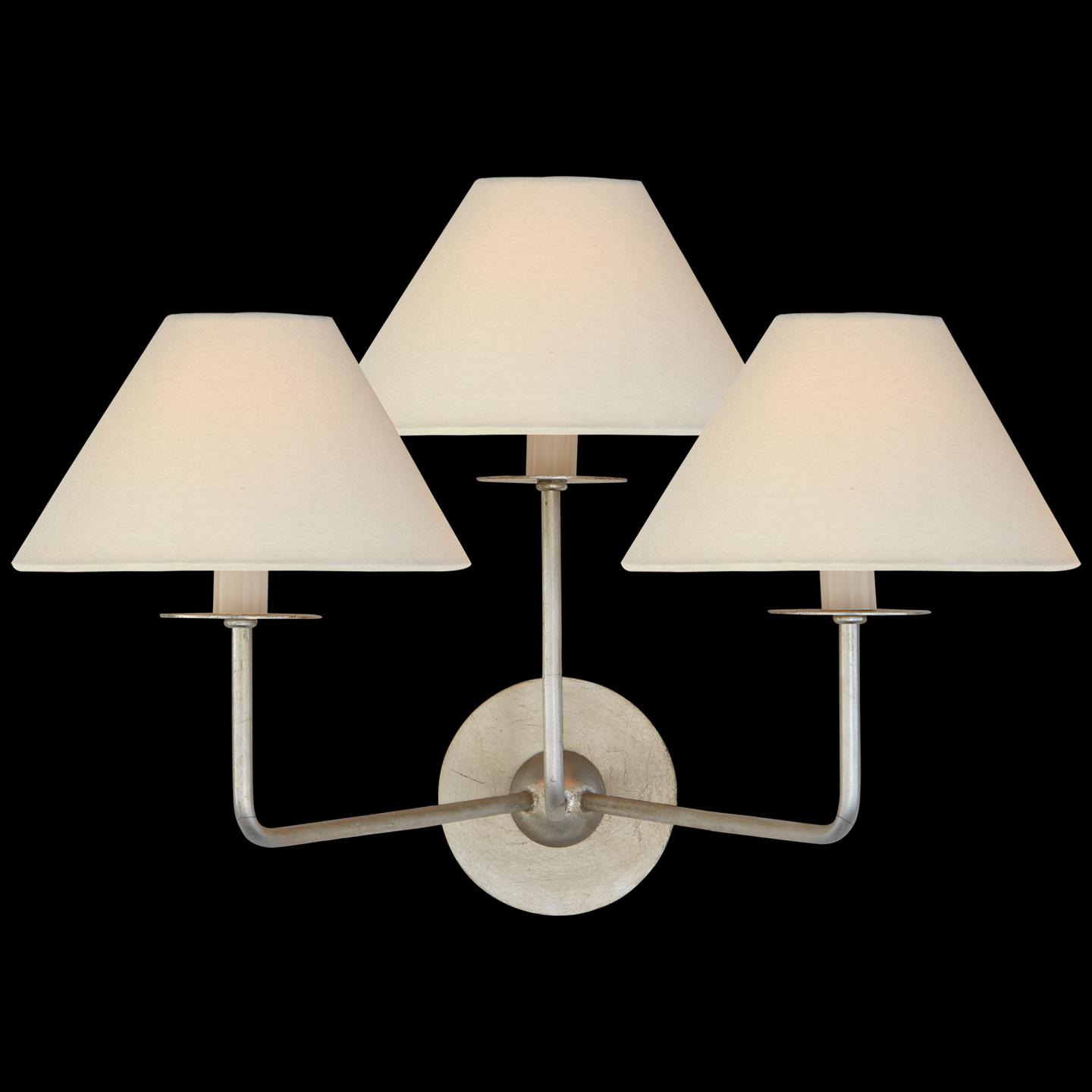 Shown in Burnished Silver Leaf finish and Linen shade