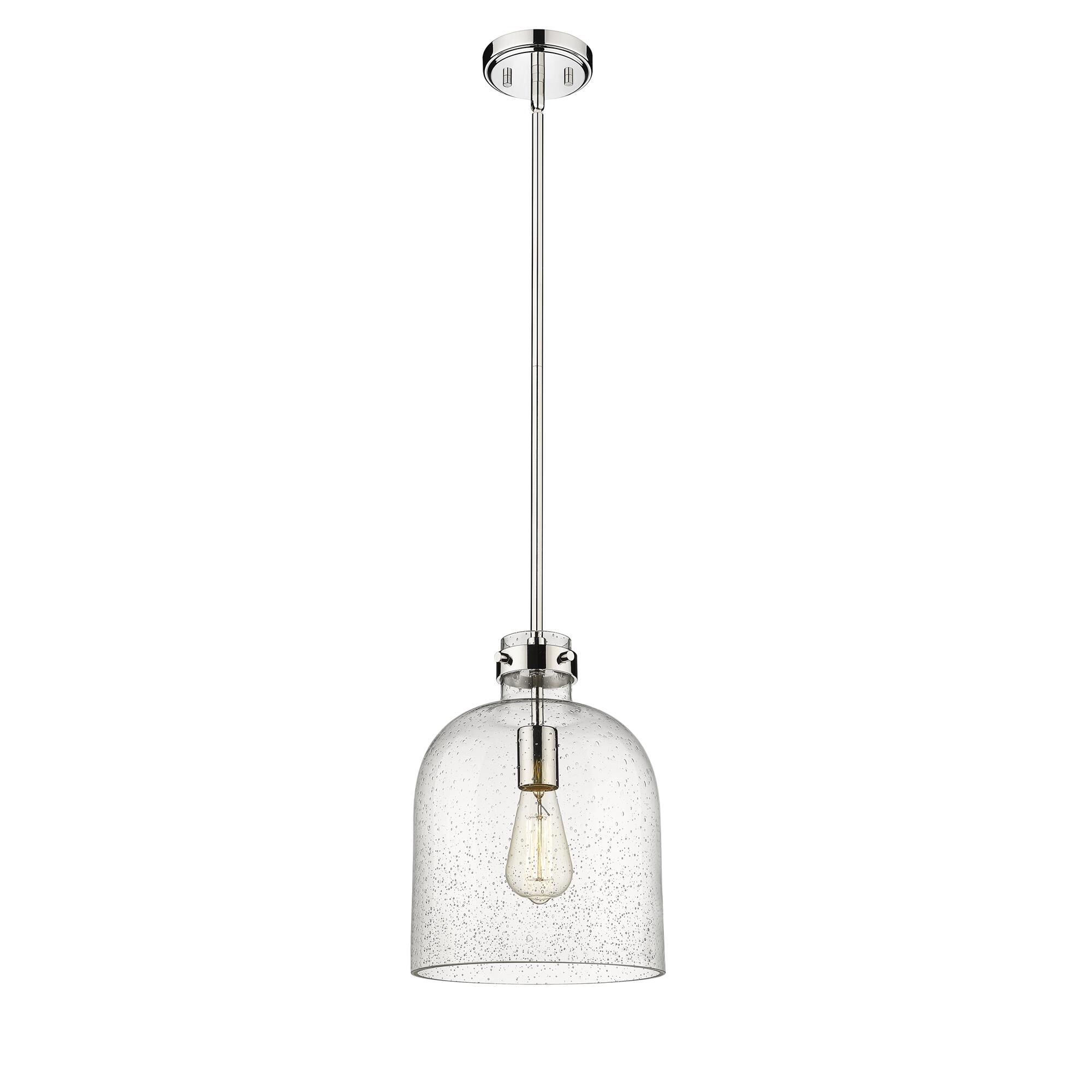 Shown in Polished Nickel finish and Glass shade