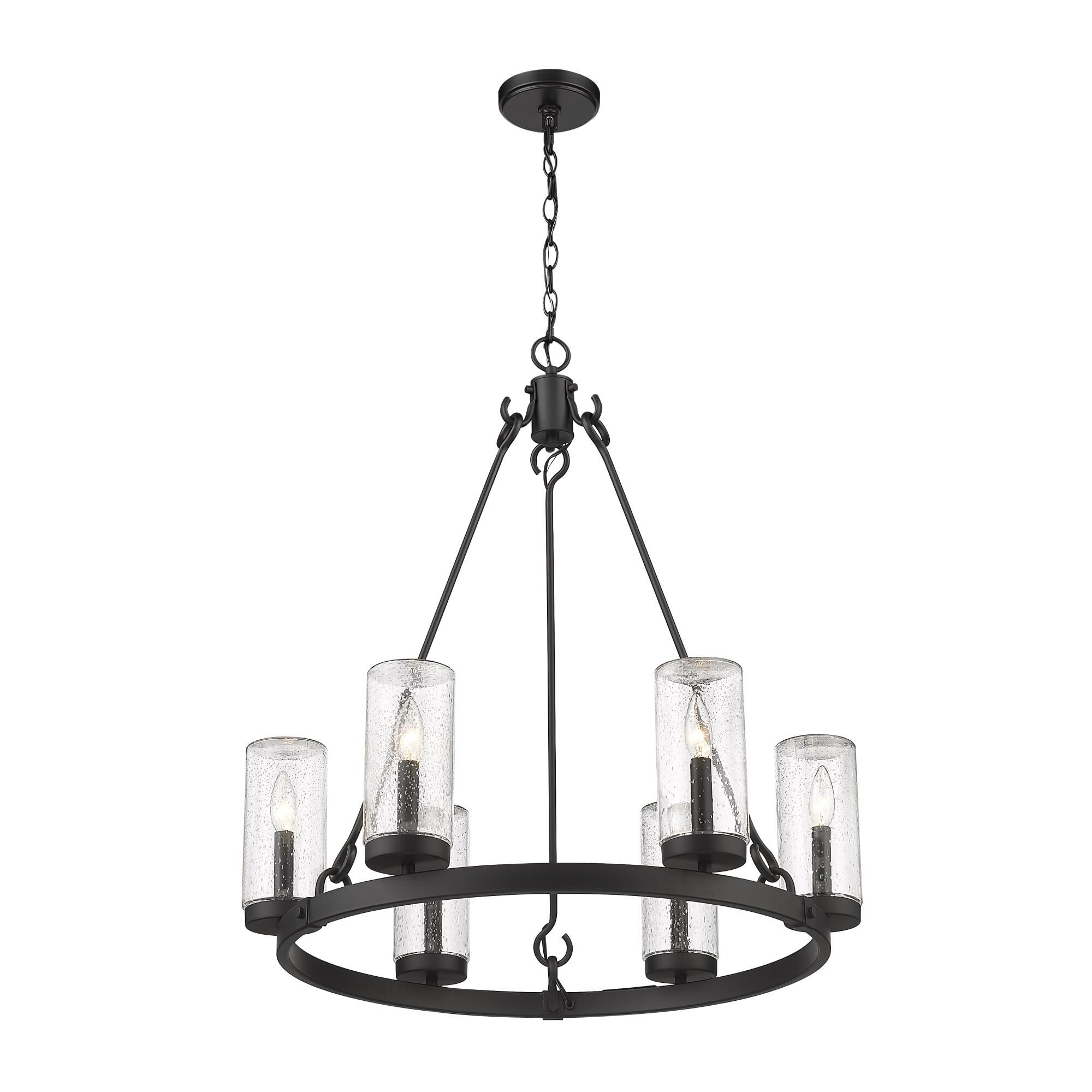 Shown in Matte Black finish and Glass shade