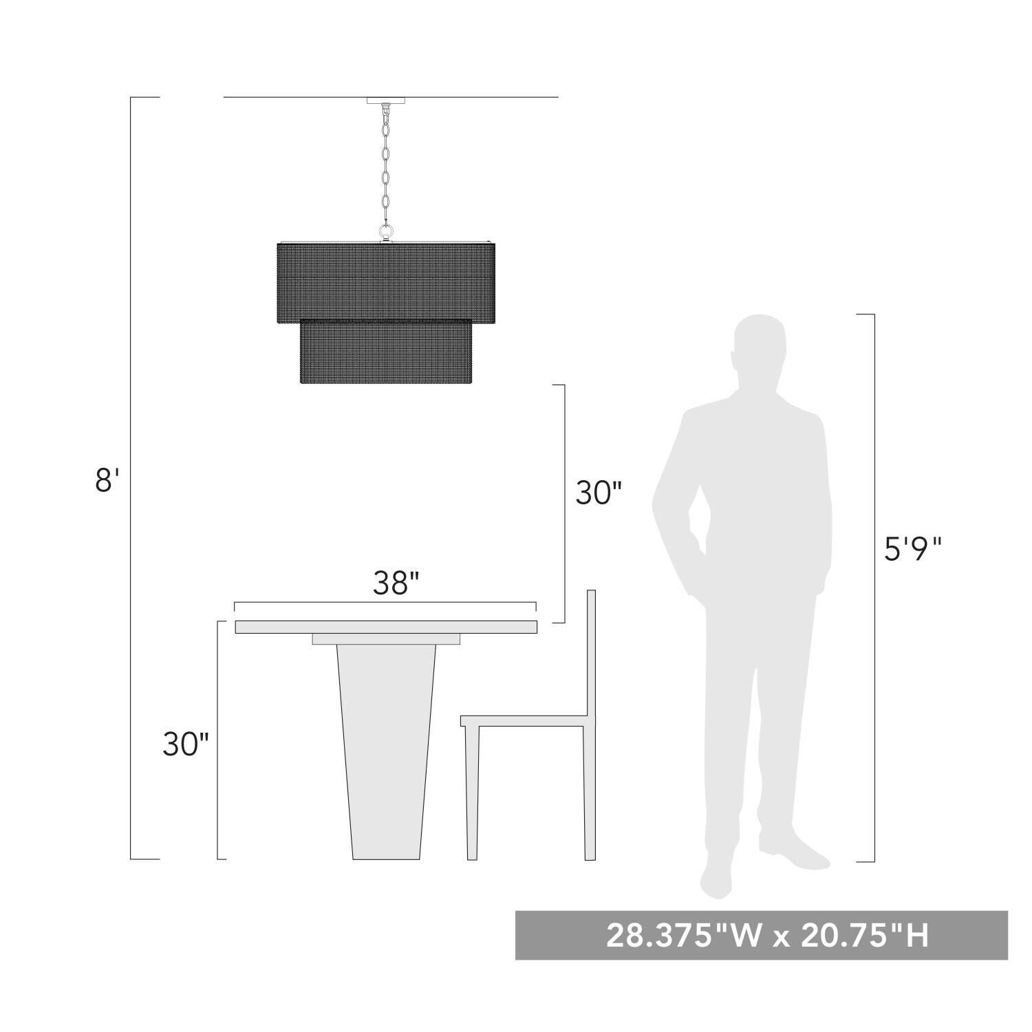 Shown in Matte Black finish and Black Wicker shade