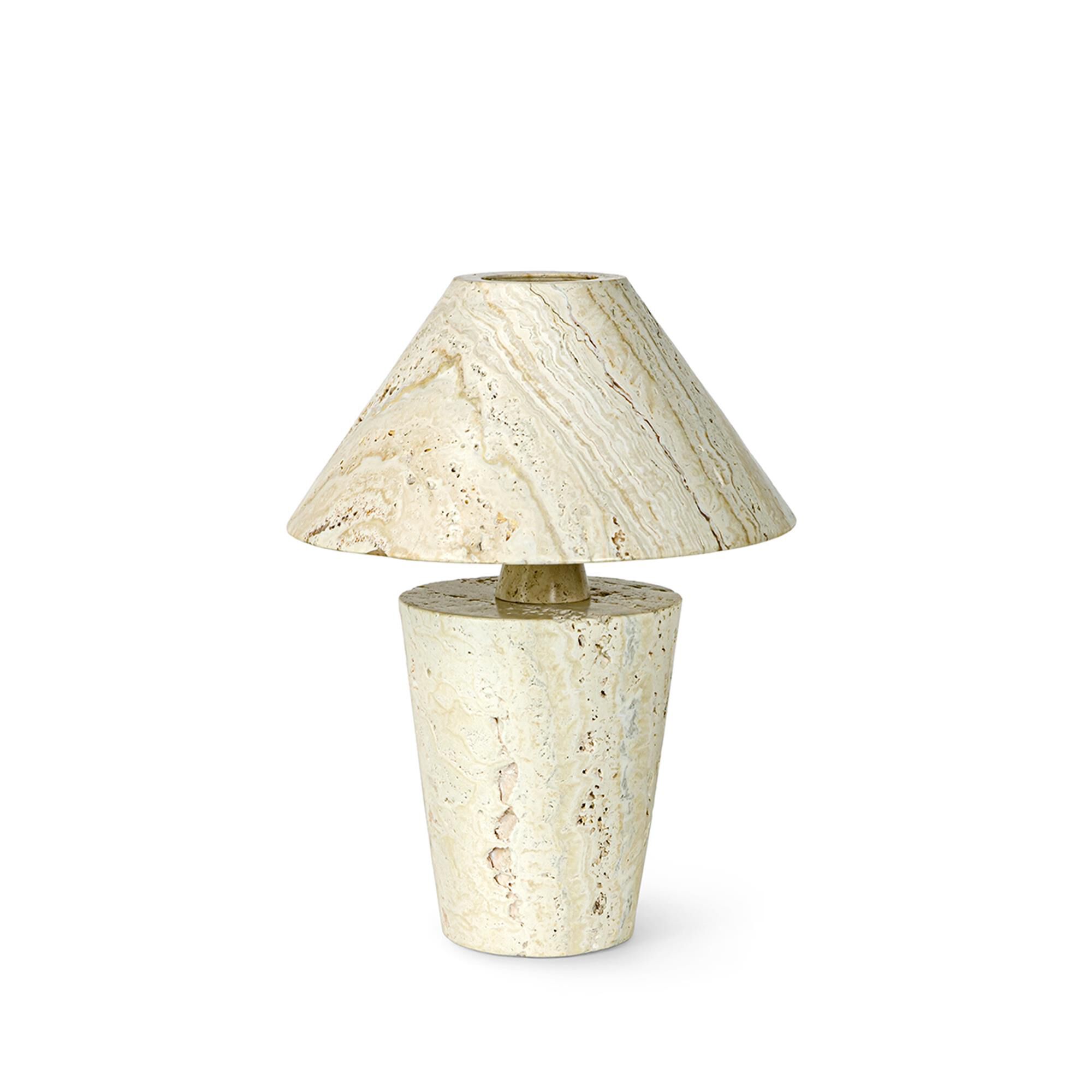 Shown in Matte Nickel  finish and White Travertine shade