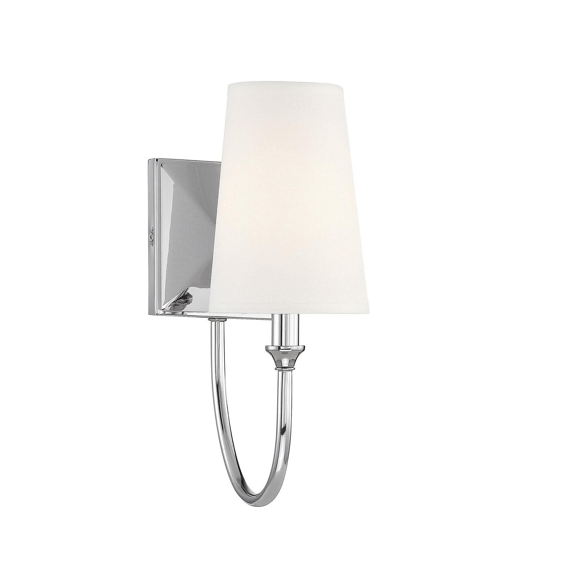 Shown in Polished Nickel finish and White Fabric shade
