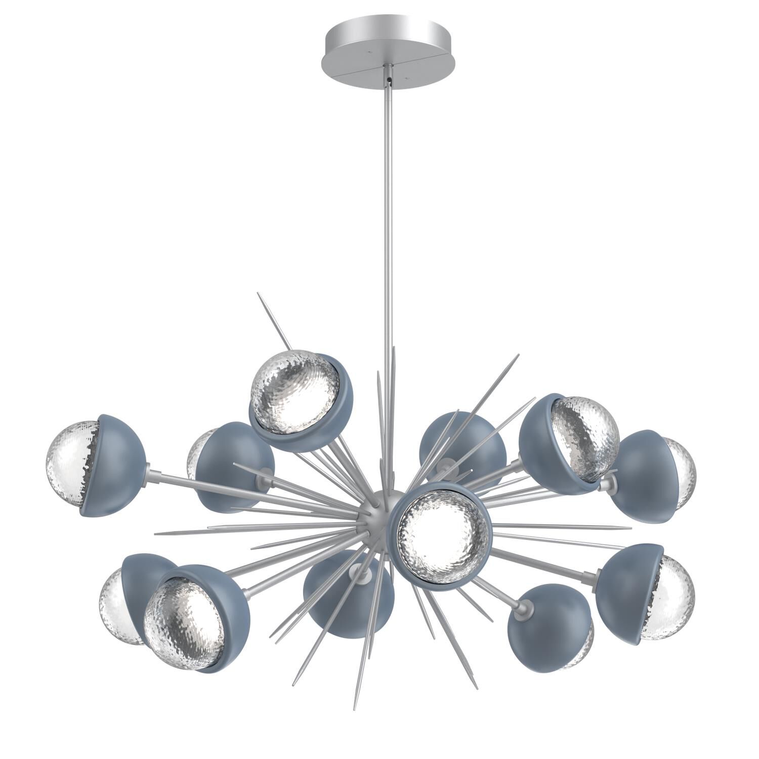 Shown in Classic Silver finish and Clear glass and Poppy Blue accent