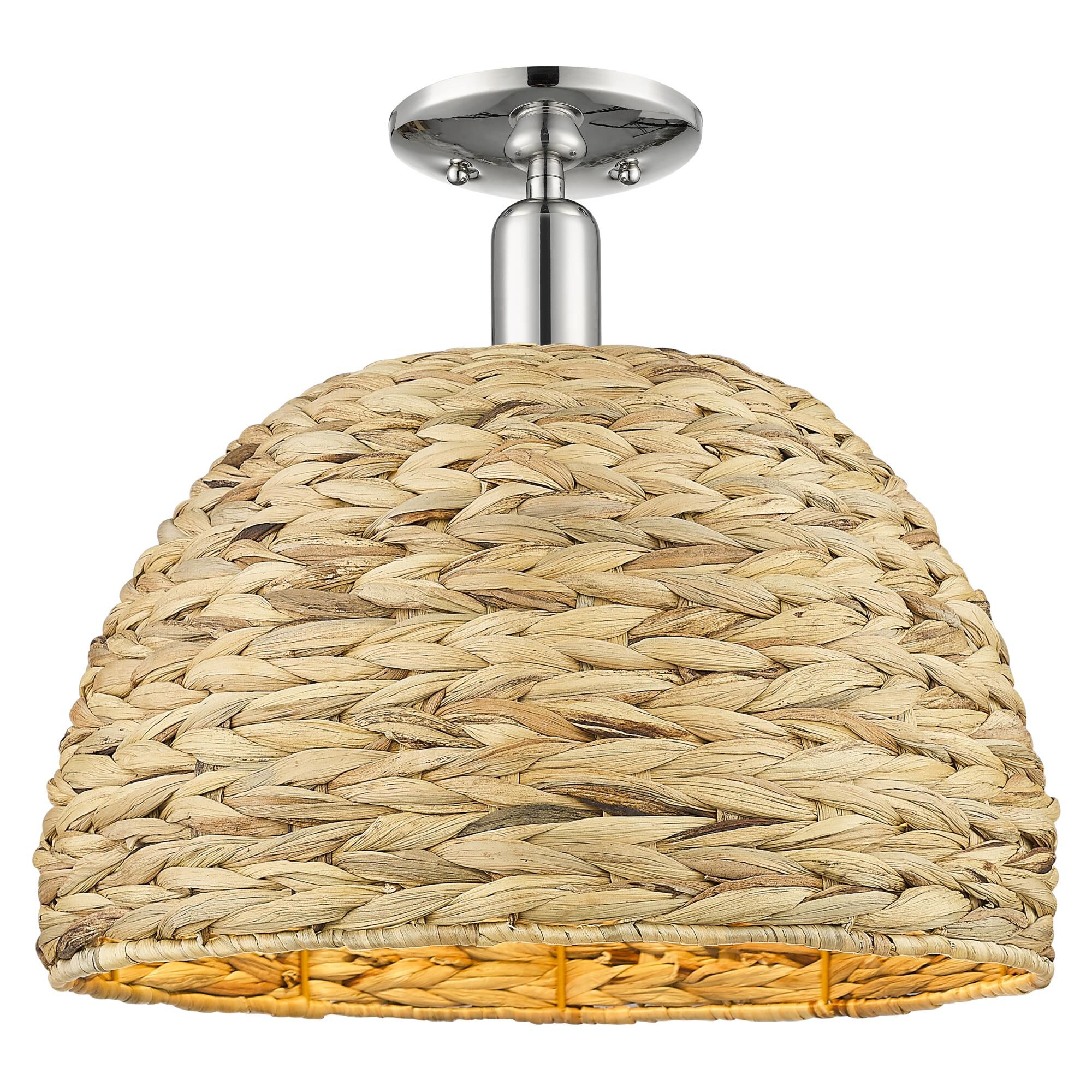 Bruno Marashlian Woven Rattan 16 Inch Semi Flush Mount by Innovations Lighting