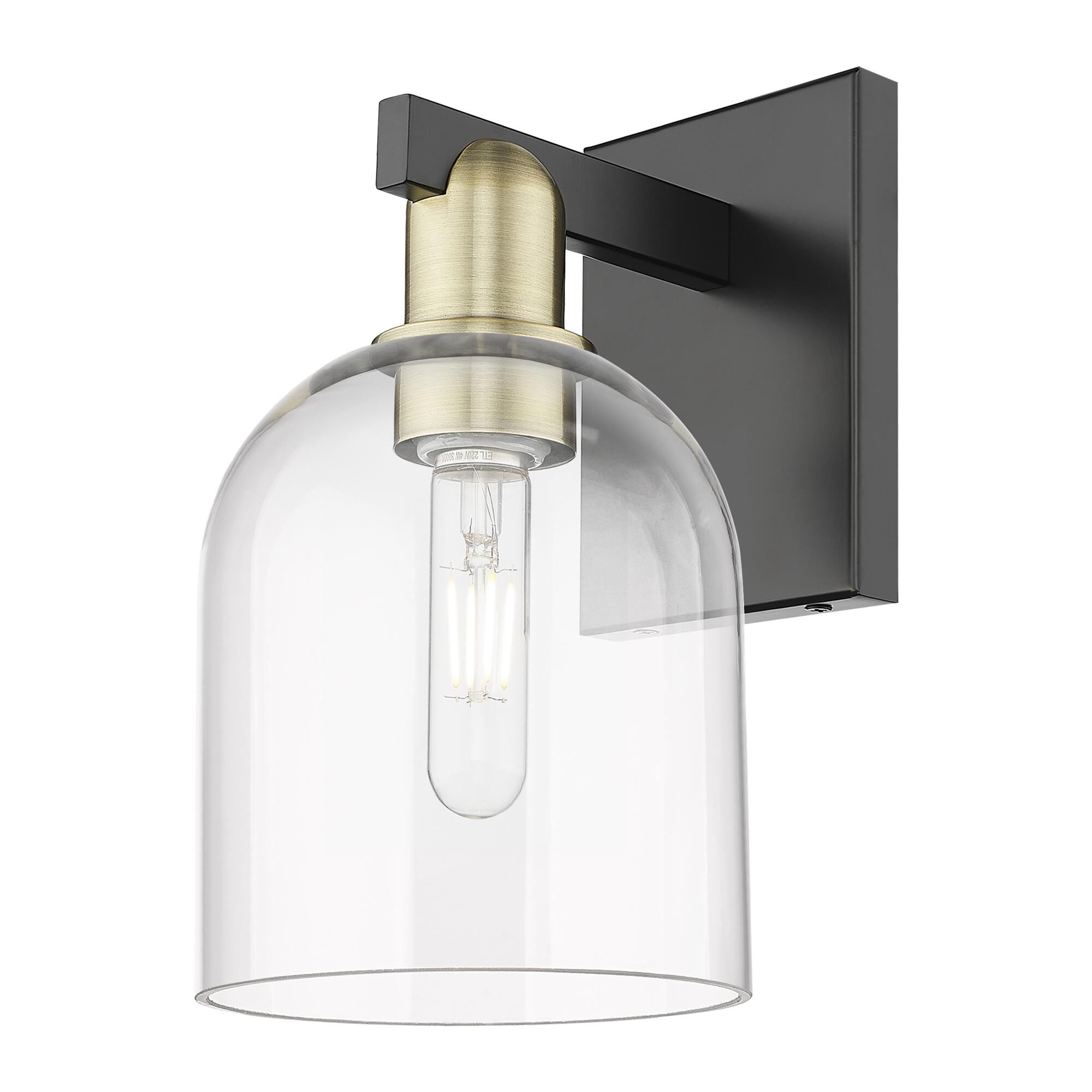 Shown in Black Antique Brass finish and Clear glass