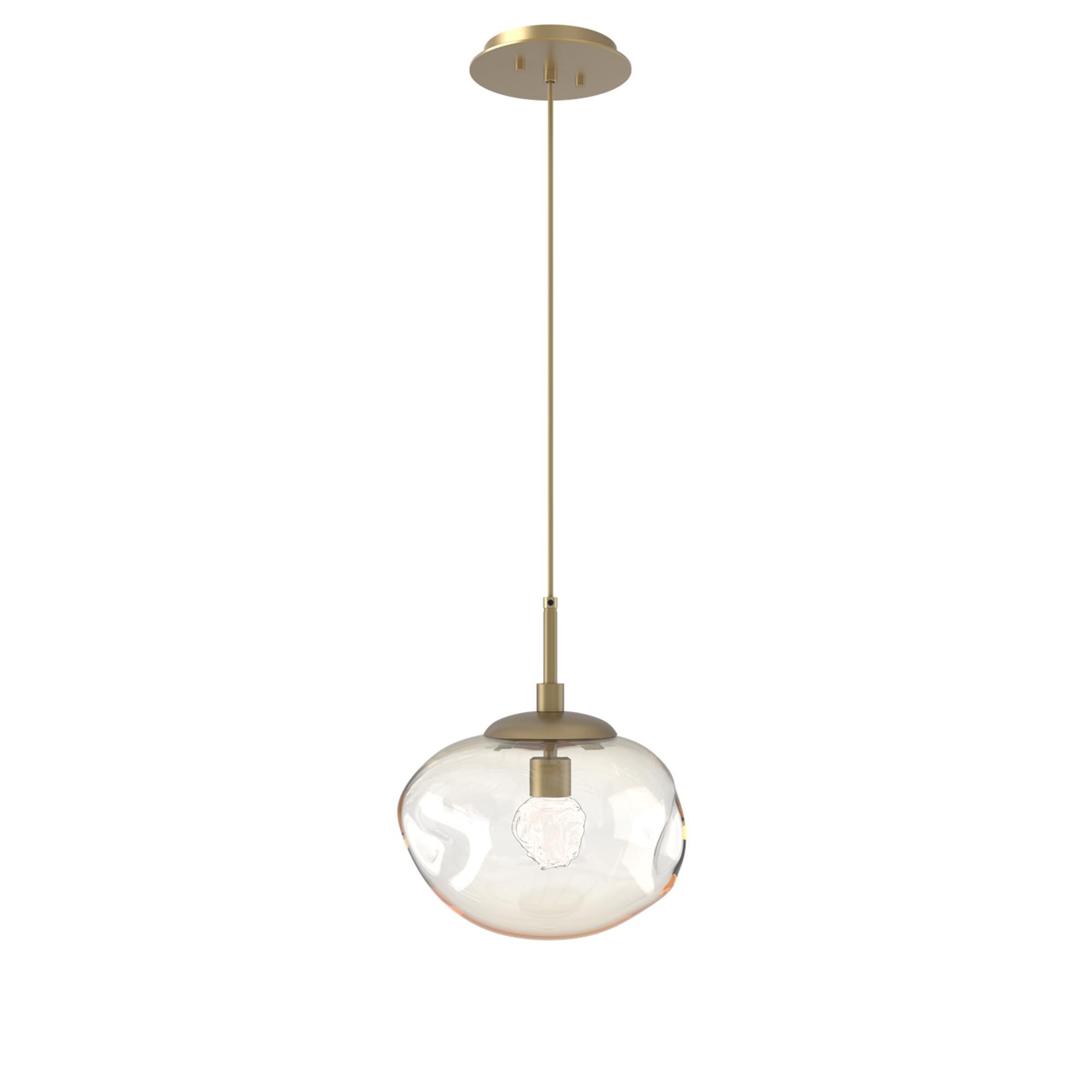 Shown in Gilded Brass finish and Floret Inner Amber Outer glass