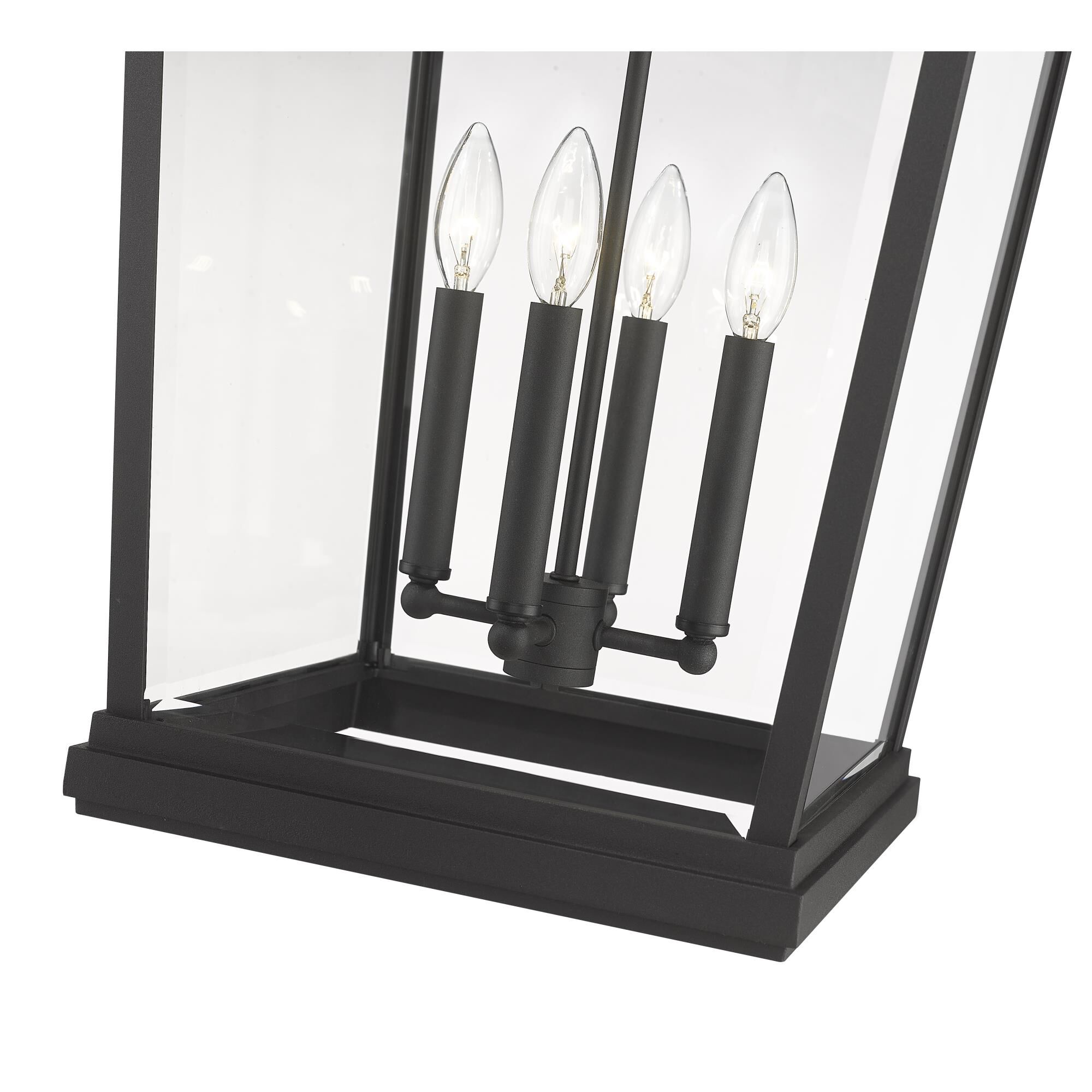 Shown in Black finish and Glass shade