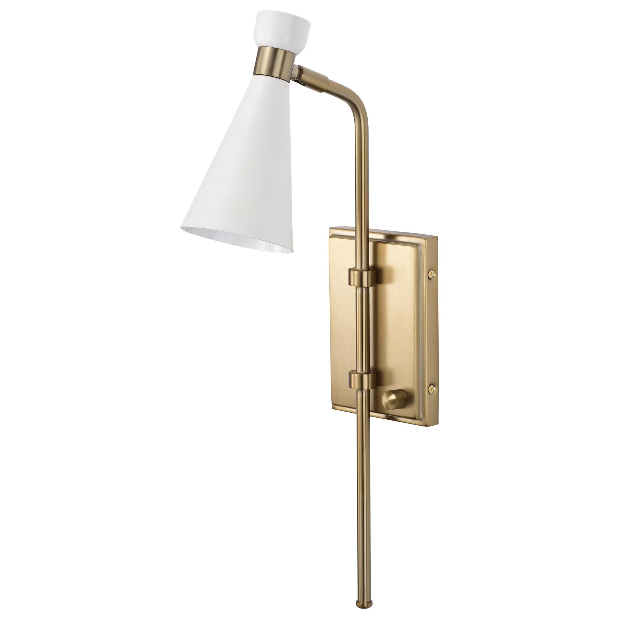 Shown in Matte White and Burnished Brass finish