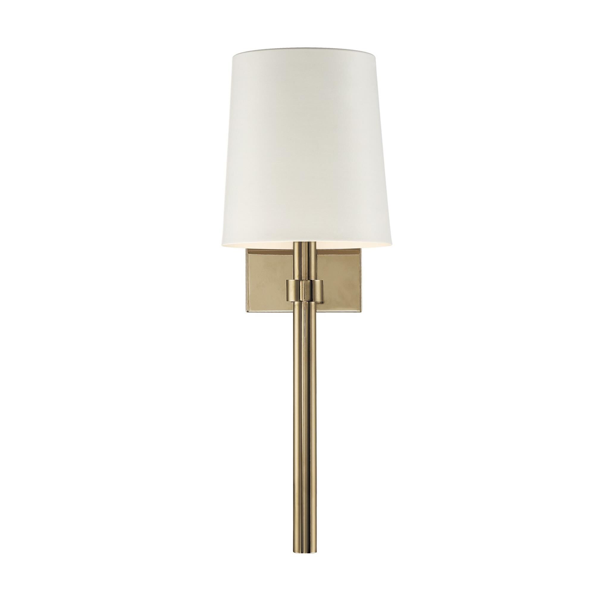 Shown in Vibrant Gold finish and Silk glass and White shade