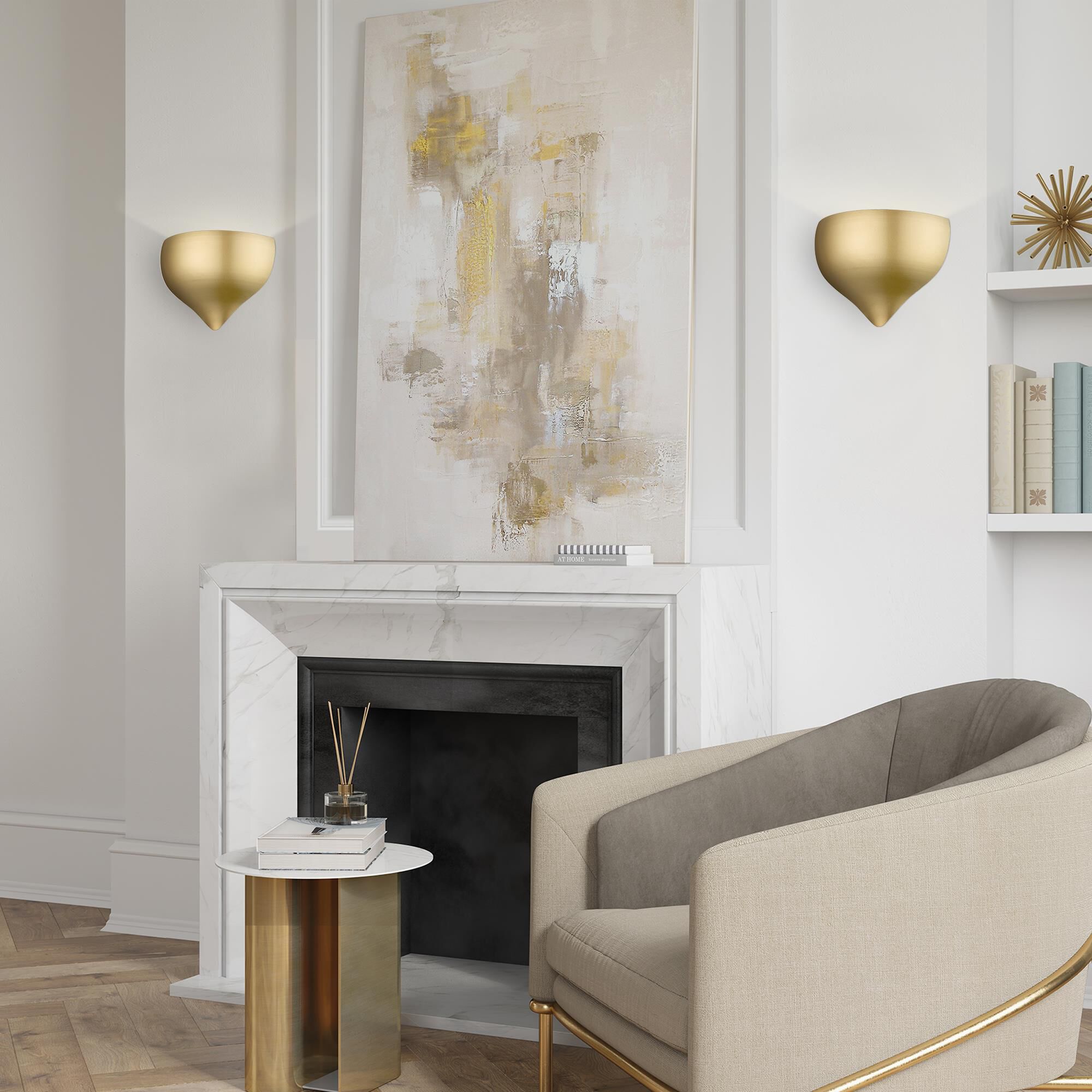 Shown in Soft Gold finish and Soft Gold with Shiny White shade