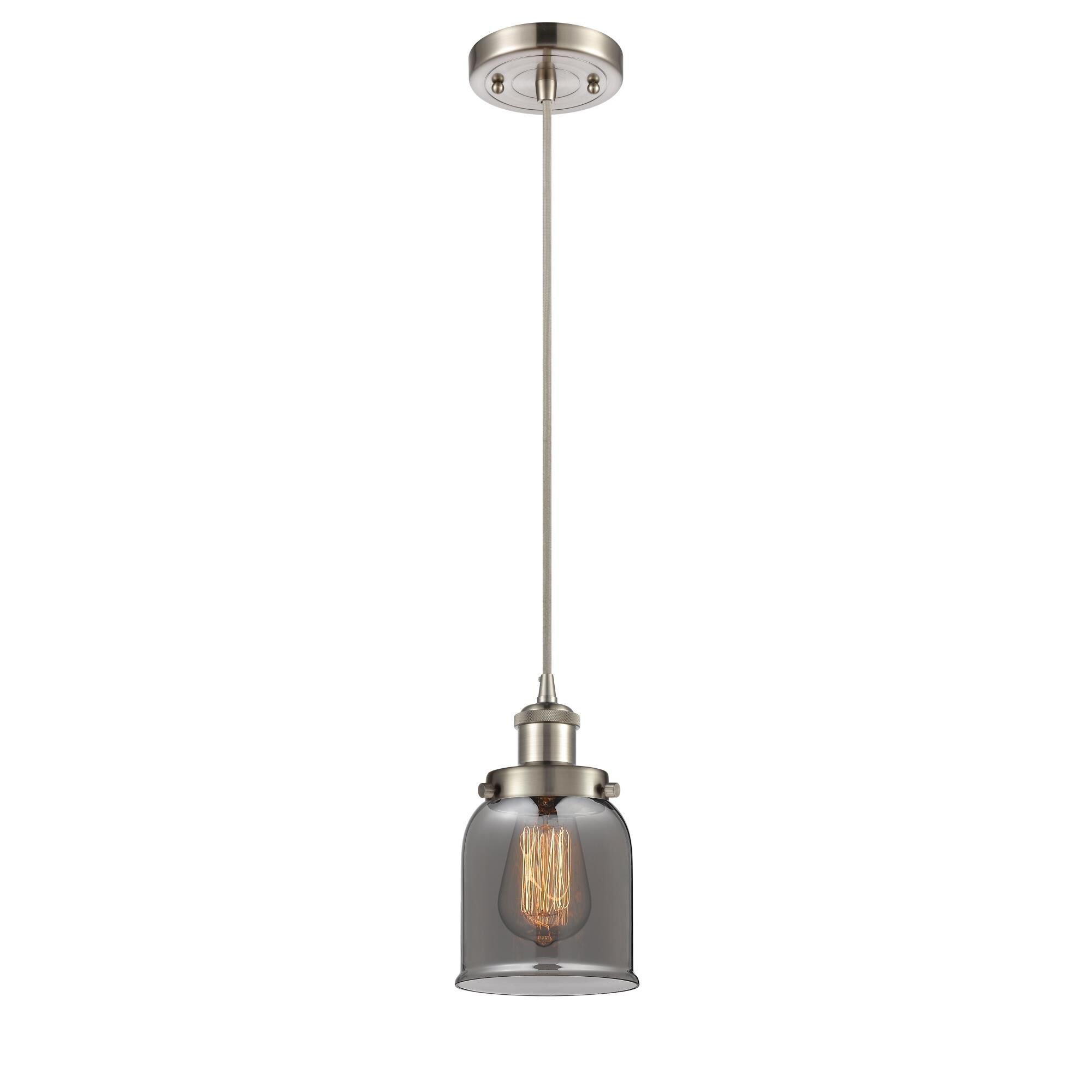 Shown in Brushed Satin Nickel finish and Bell glass and Glass shade