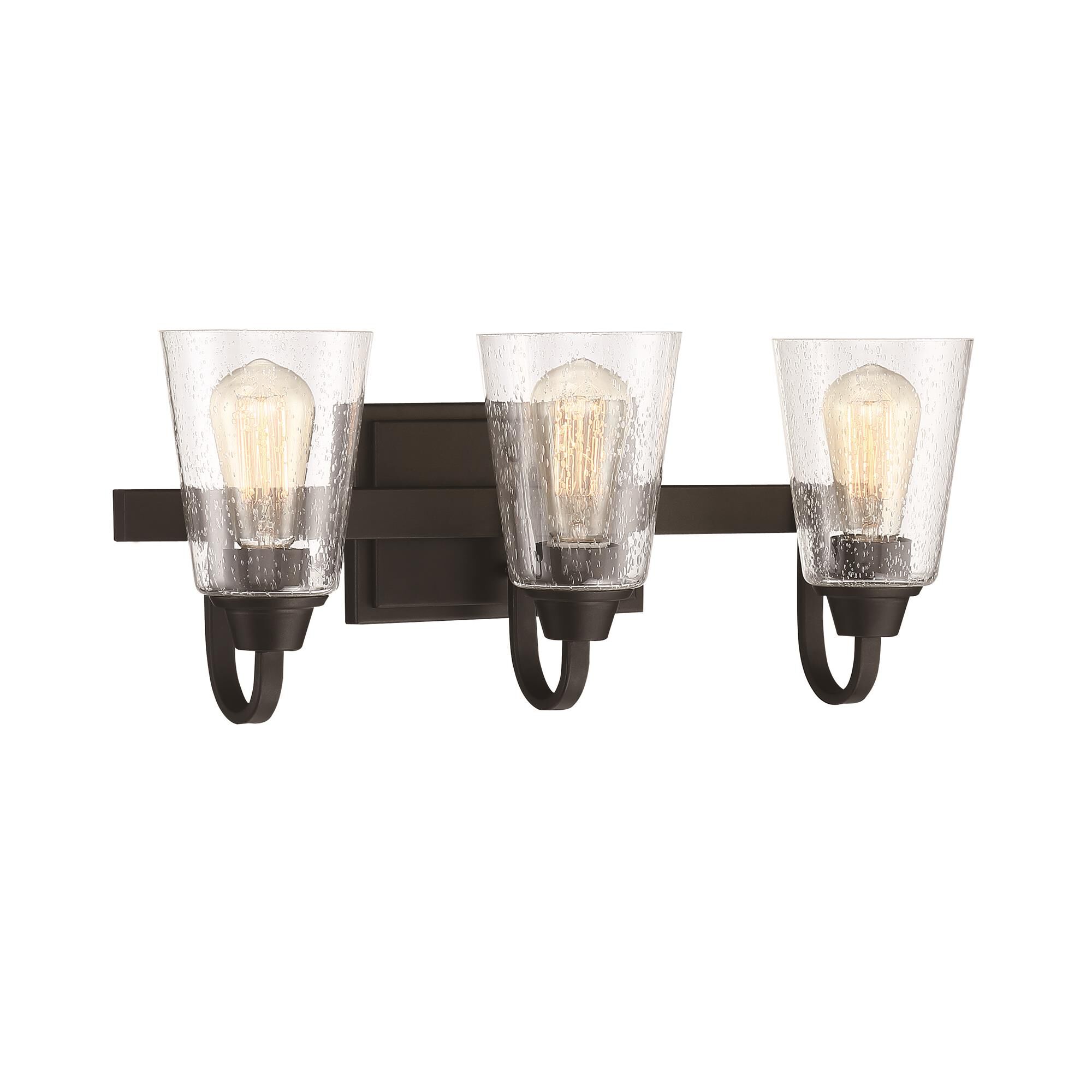Shown in Espresso finish and Clear Seeded glass and Glass shade
