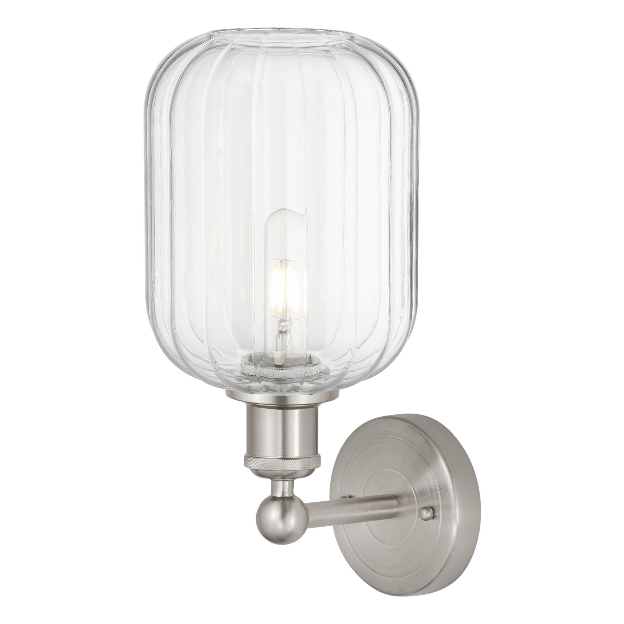 Shown in Brushed Satin Nickel finish and Clear glass