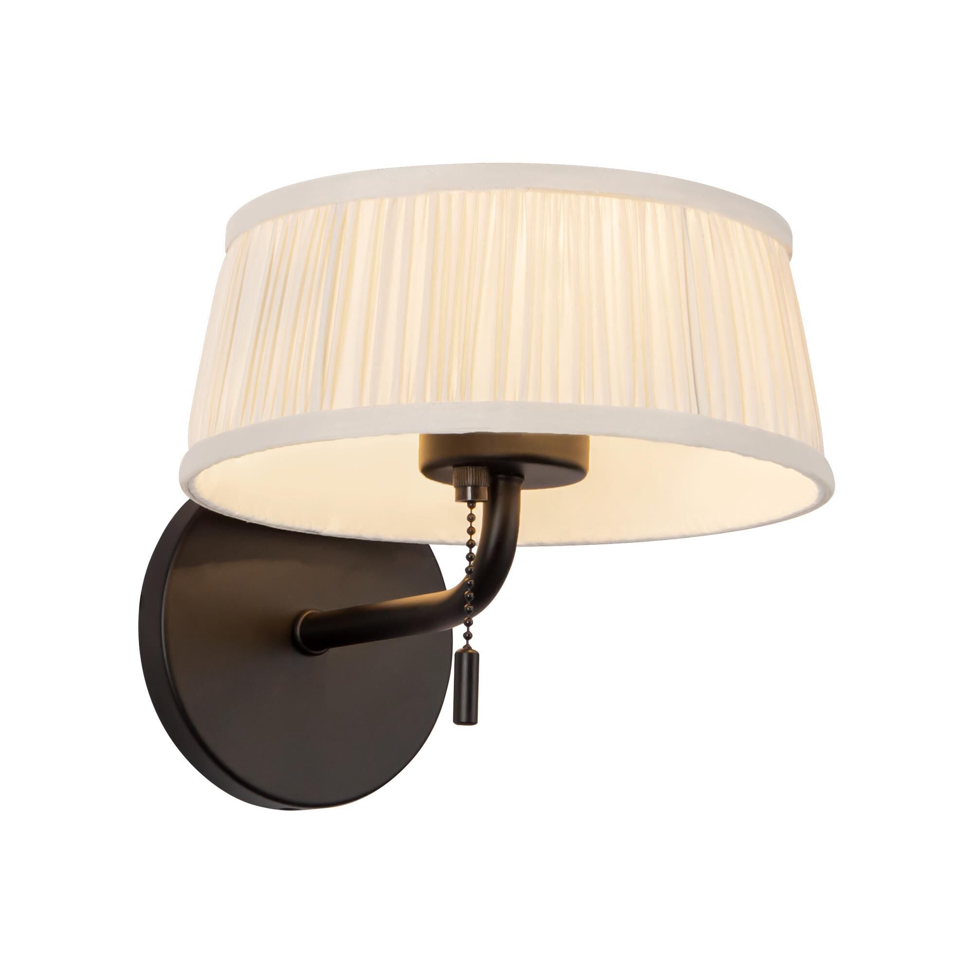 Shown in Matte Black finish and White Linen shade