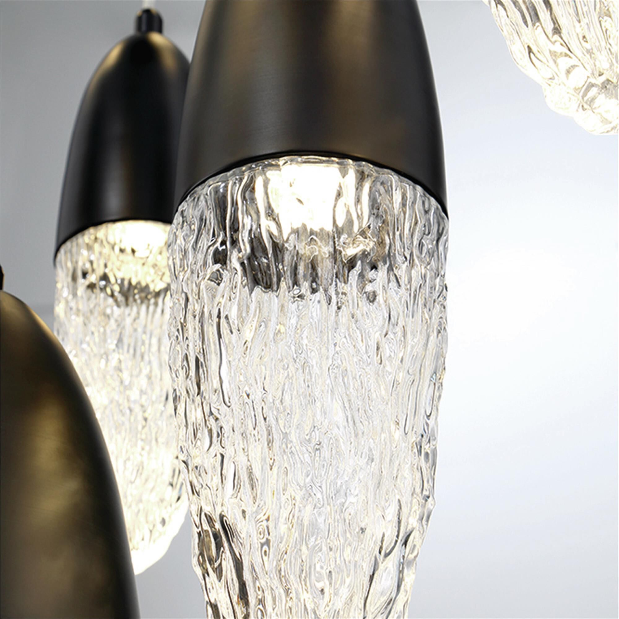 Shown in Black finish and Clear glass