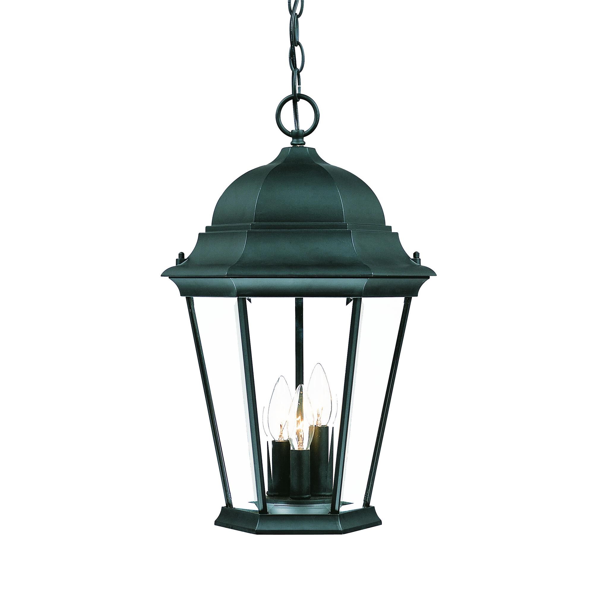 Shown in Matte Black finish and Clear glass and Clear Beveled Glass Panes shade