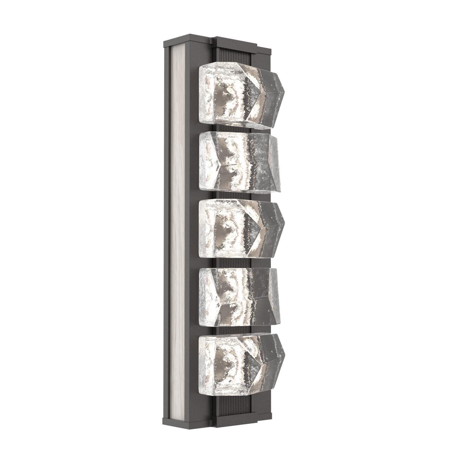 Shown in Graphite finish and Clear Stone glass and Light Oak accent