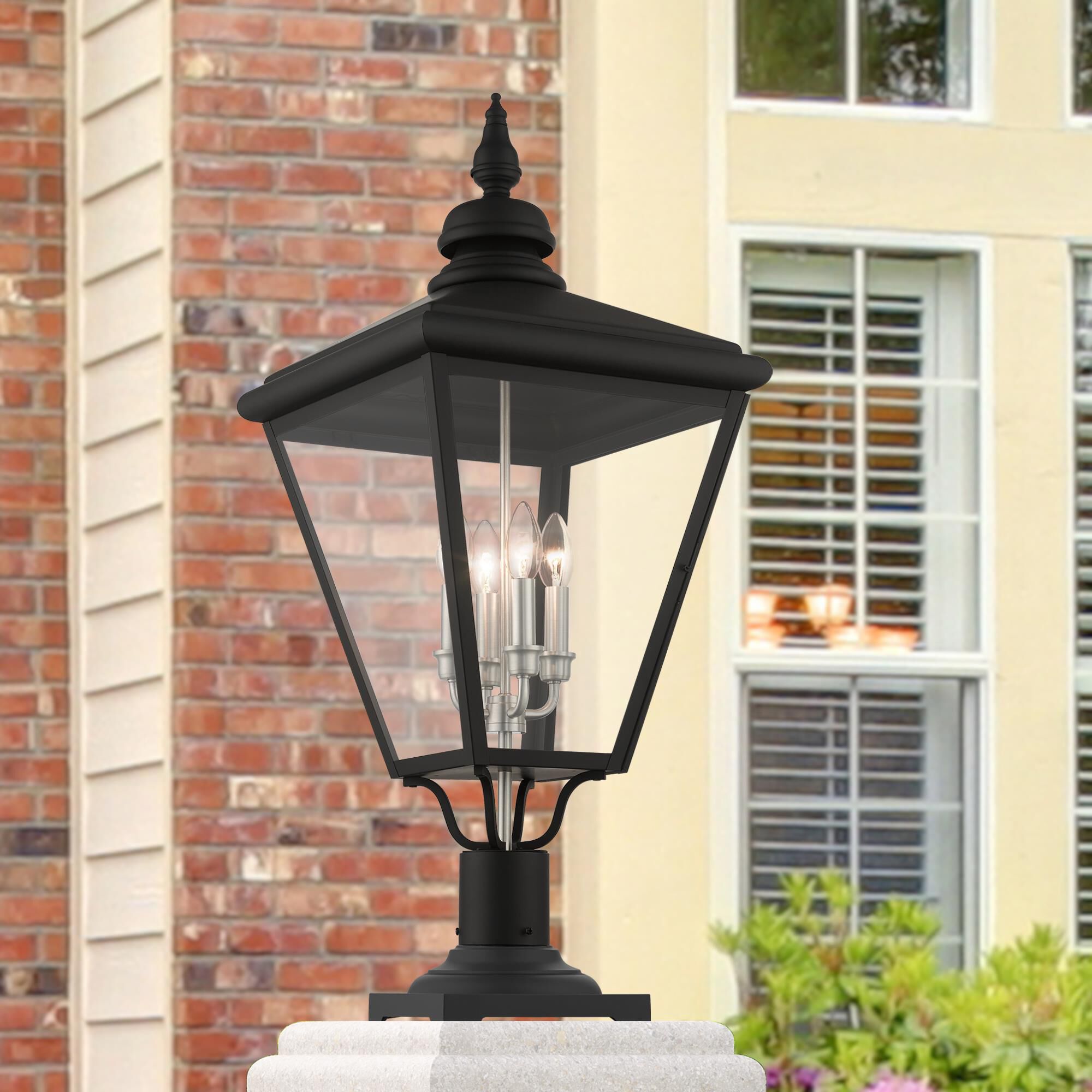 Shown in Black With Brushed Nickel Cluster finish and Clear glass