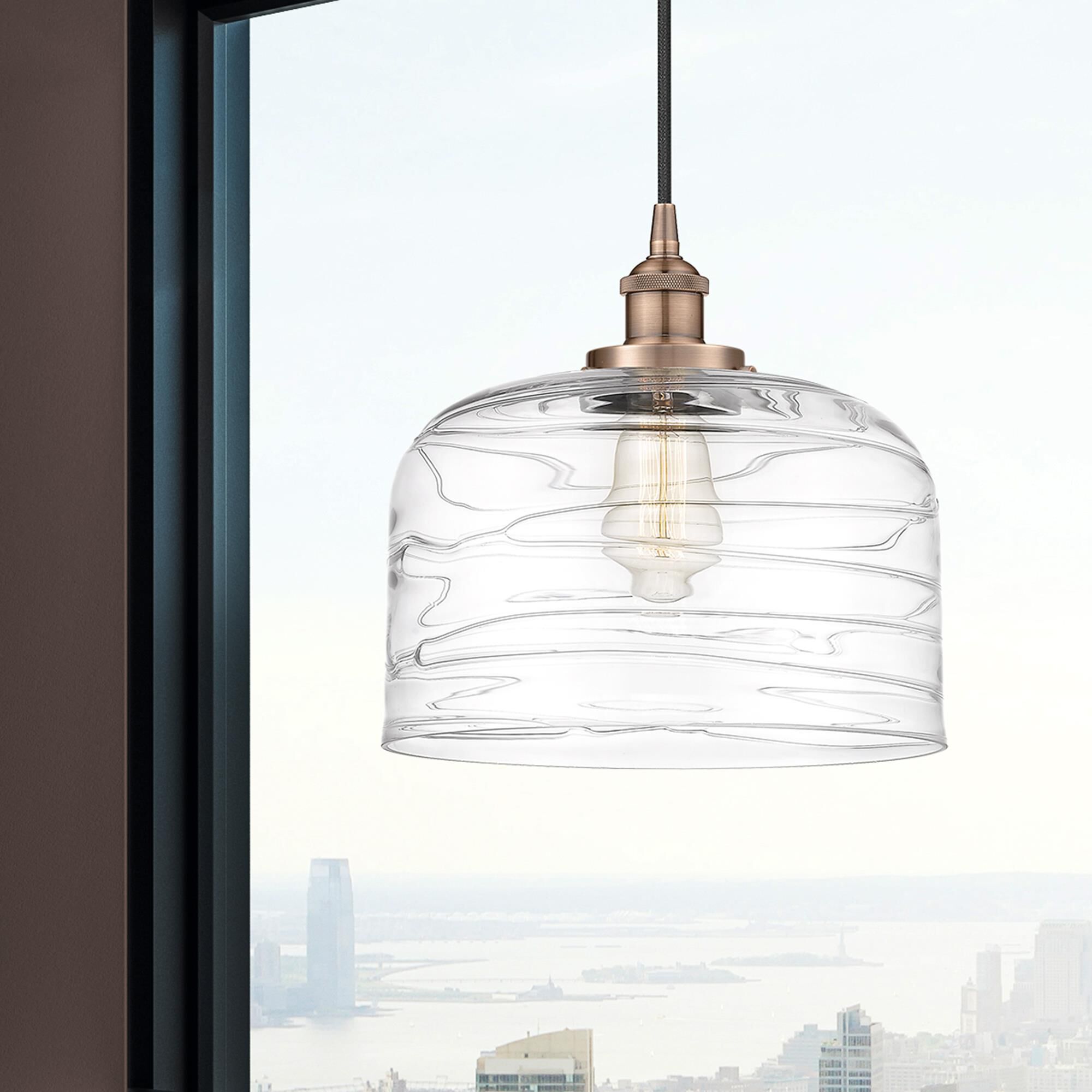 Shown in Antique Copper finish and Clear glass
