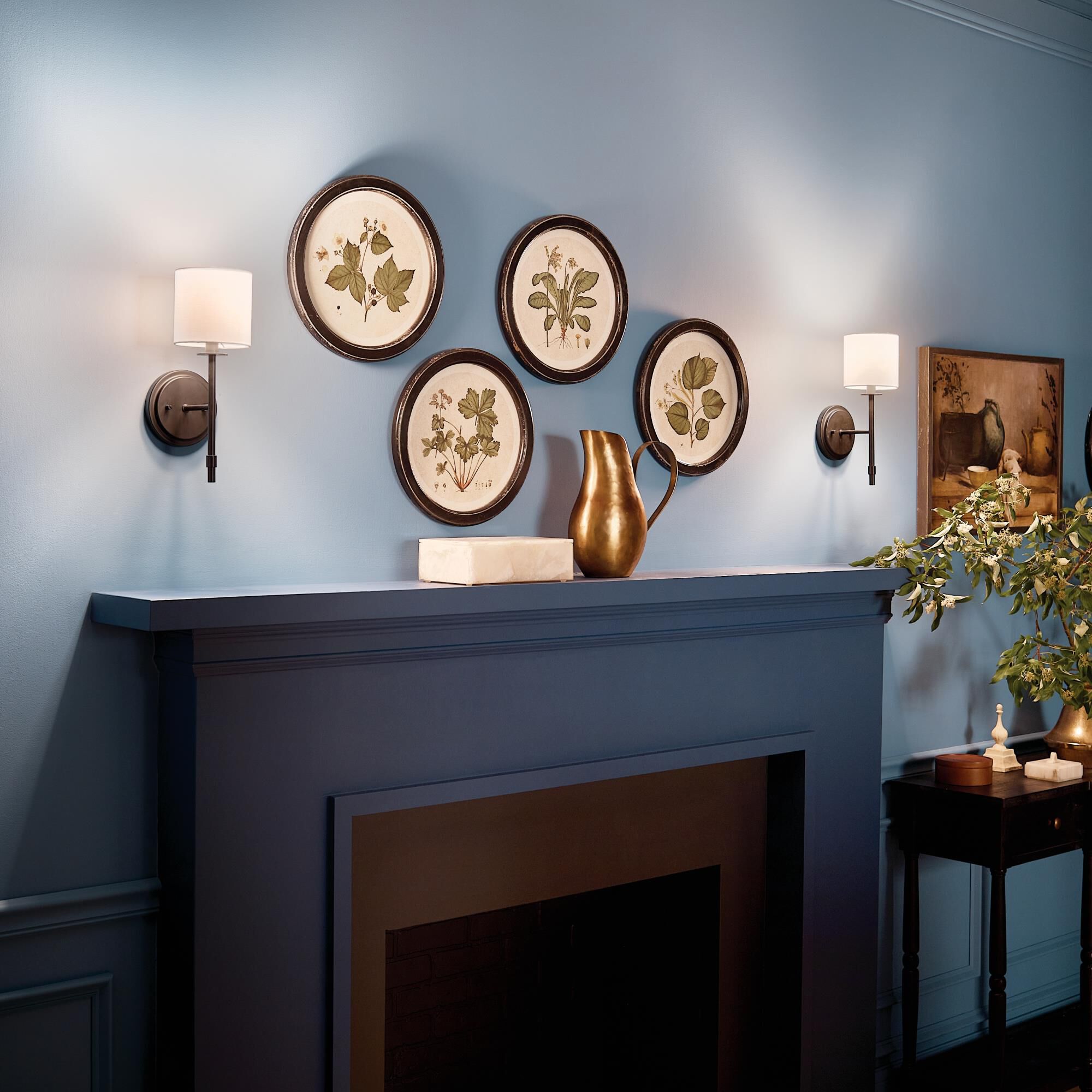 Shown in Black finish and Fabric and Drum shade