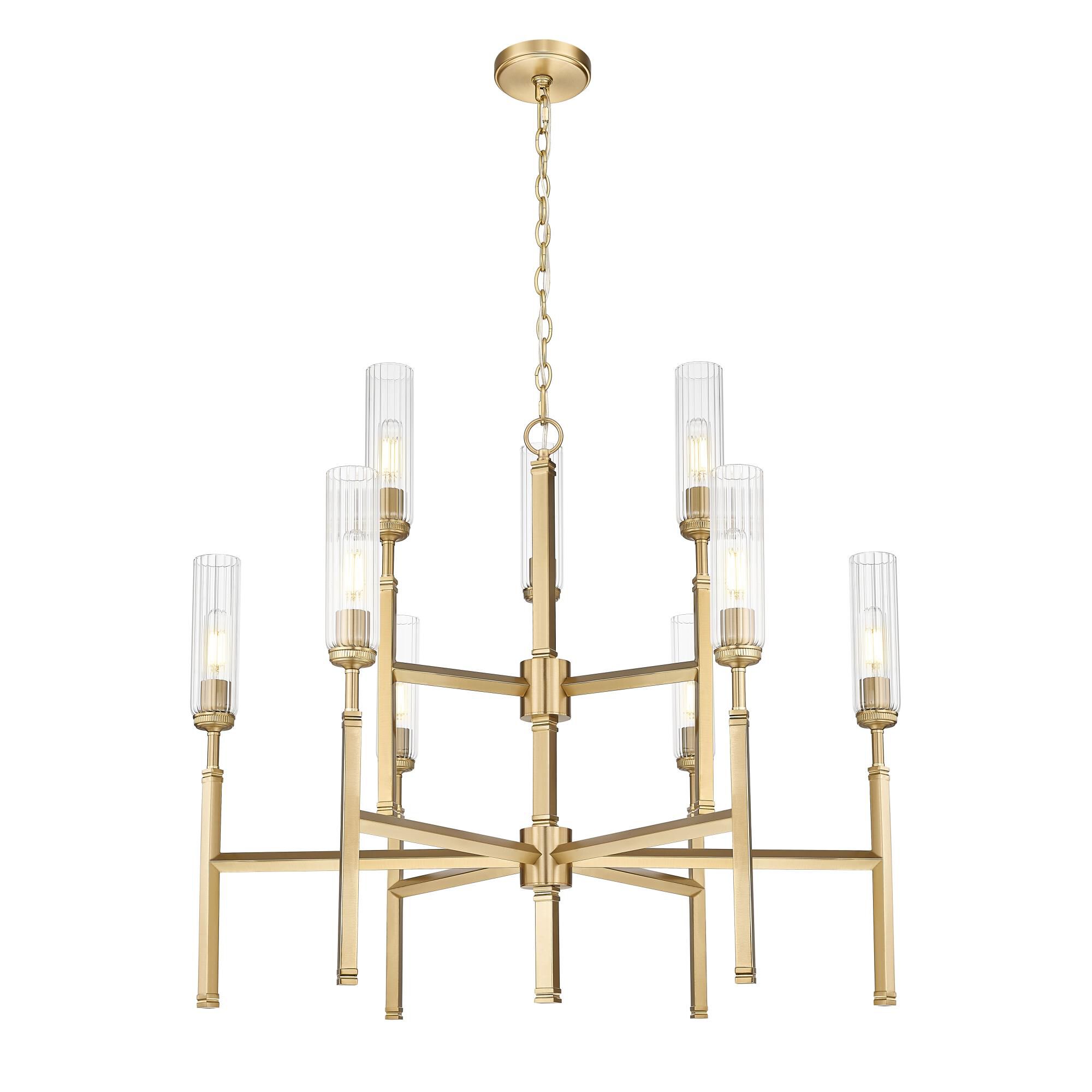 Shown in Modern Gold finish and Clear glass